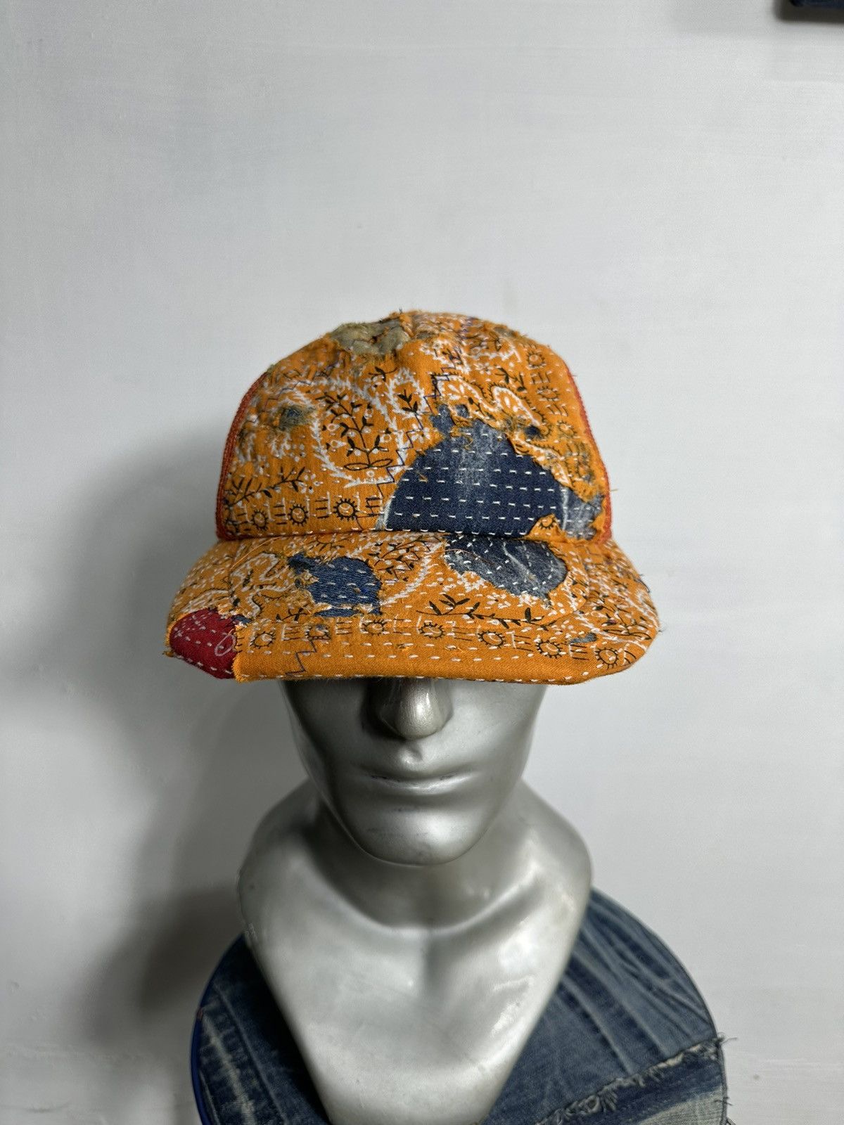 Handmade Custom Made Distressed Paisley Patchwork Boro Trucker hats Size ONE SIZE - 4 Thumbnail