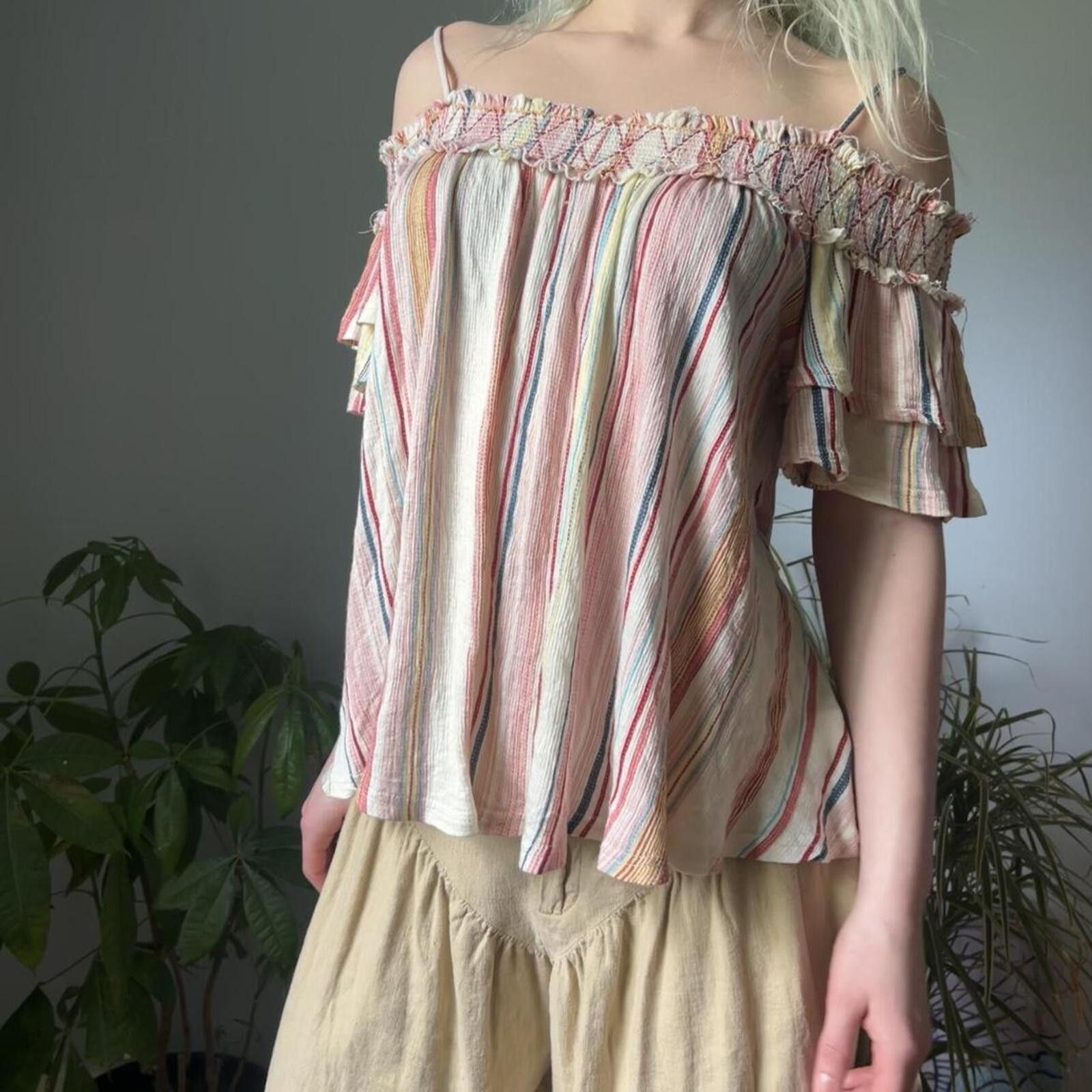 Other Living Doll Women's Rainbow Striped Blouse Size S / US 4 / IT 40 - 1 Thumbnail