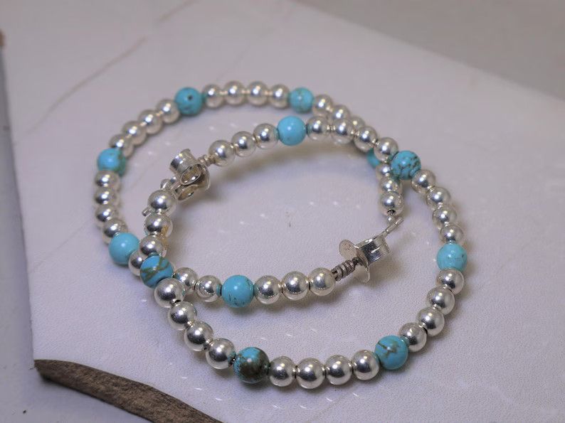 Handmade Handmade Turquoise Earrings: 925 Sterling Silver Jewelry Size ONE SIZE - 1 Thumbnail