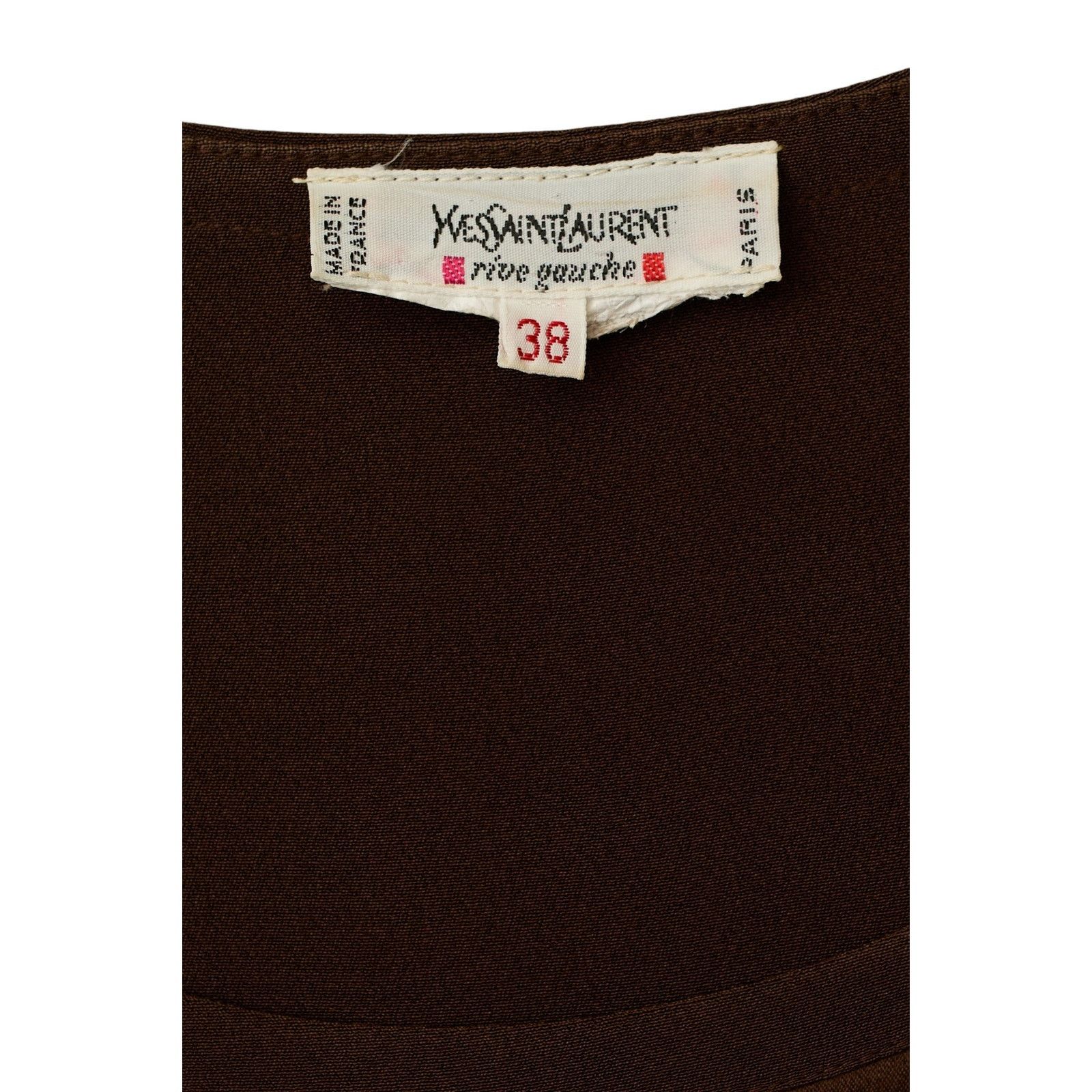 Yves Saint Laurent Rive Gauche Brown Silk Top Size XS / US 0-2 / IT 36-38 - 4 Thumbnail