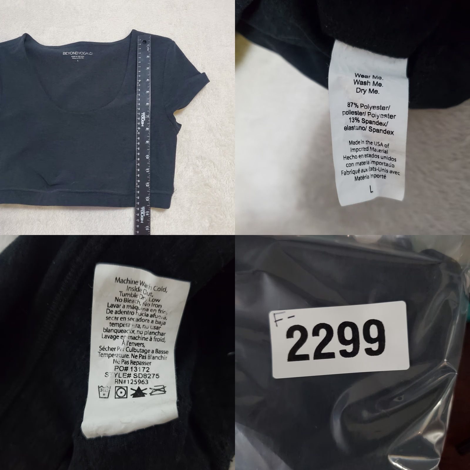 Beyond Yoga VINTAGE Beyond Yoga Crop Top Women L Charcoal Gray Scoop Neck Short Sleeve Stretch Size L / US 10 / IT 46 - 8 Thumbnail