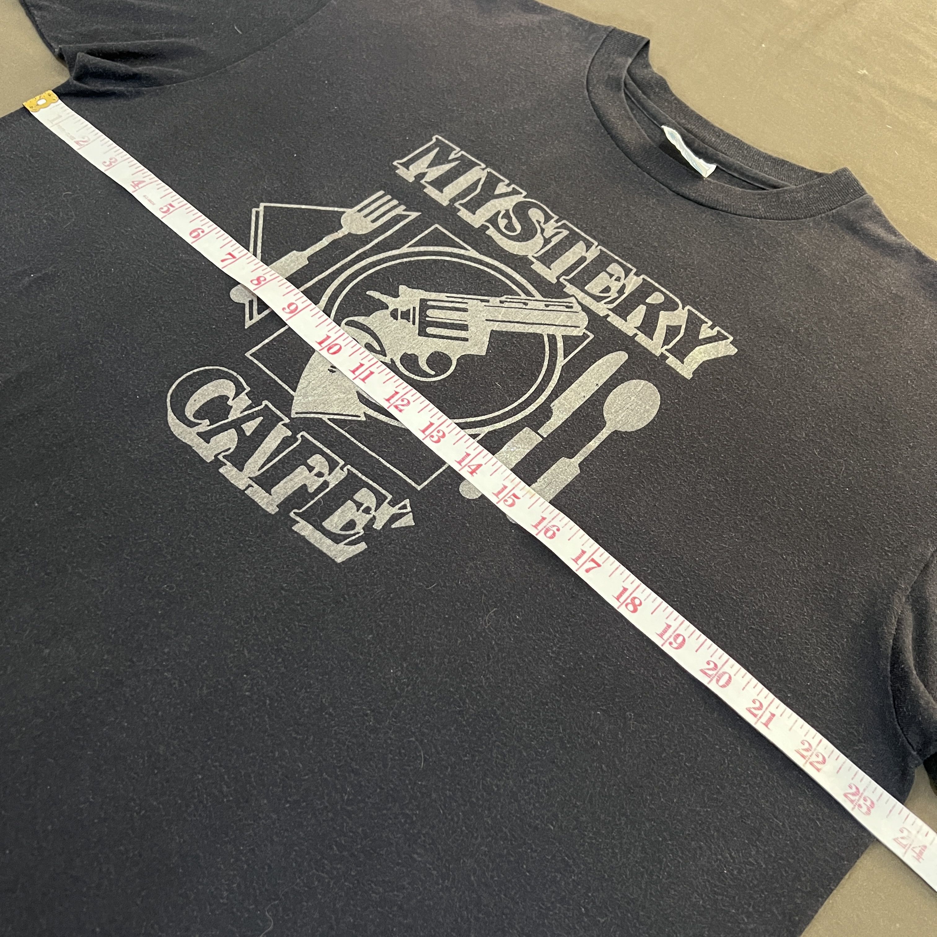 Vintage 90s gun mystery cafe Promo Tee 911 glock Colt Faded