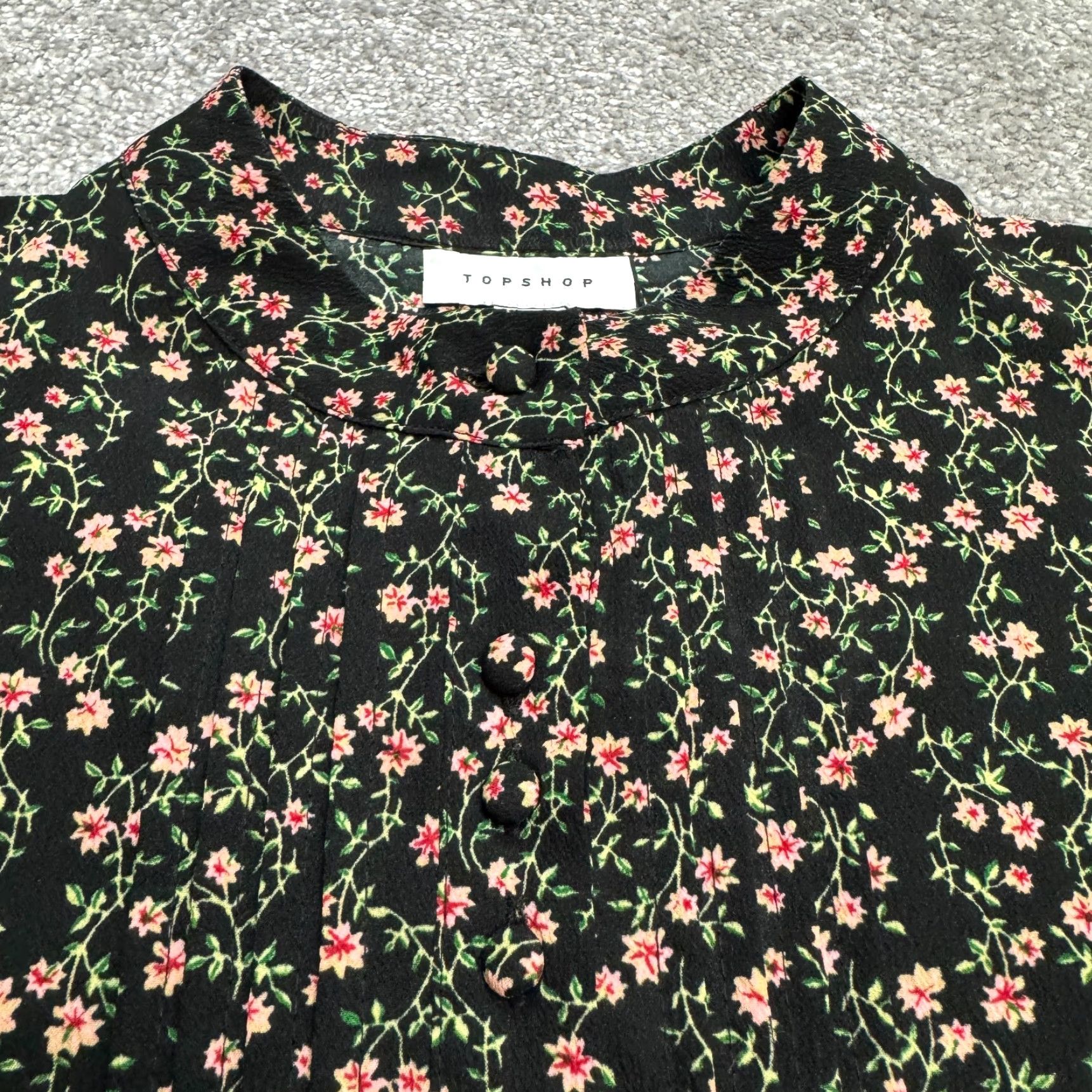Topshop Topshop Dress Womens Mini Puff Sleeve High Neck Black Floral 8 Size M / US 6-8 / IT 42-44 - 5 Thumbnail