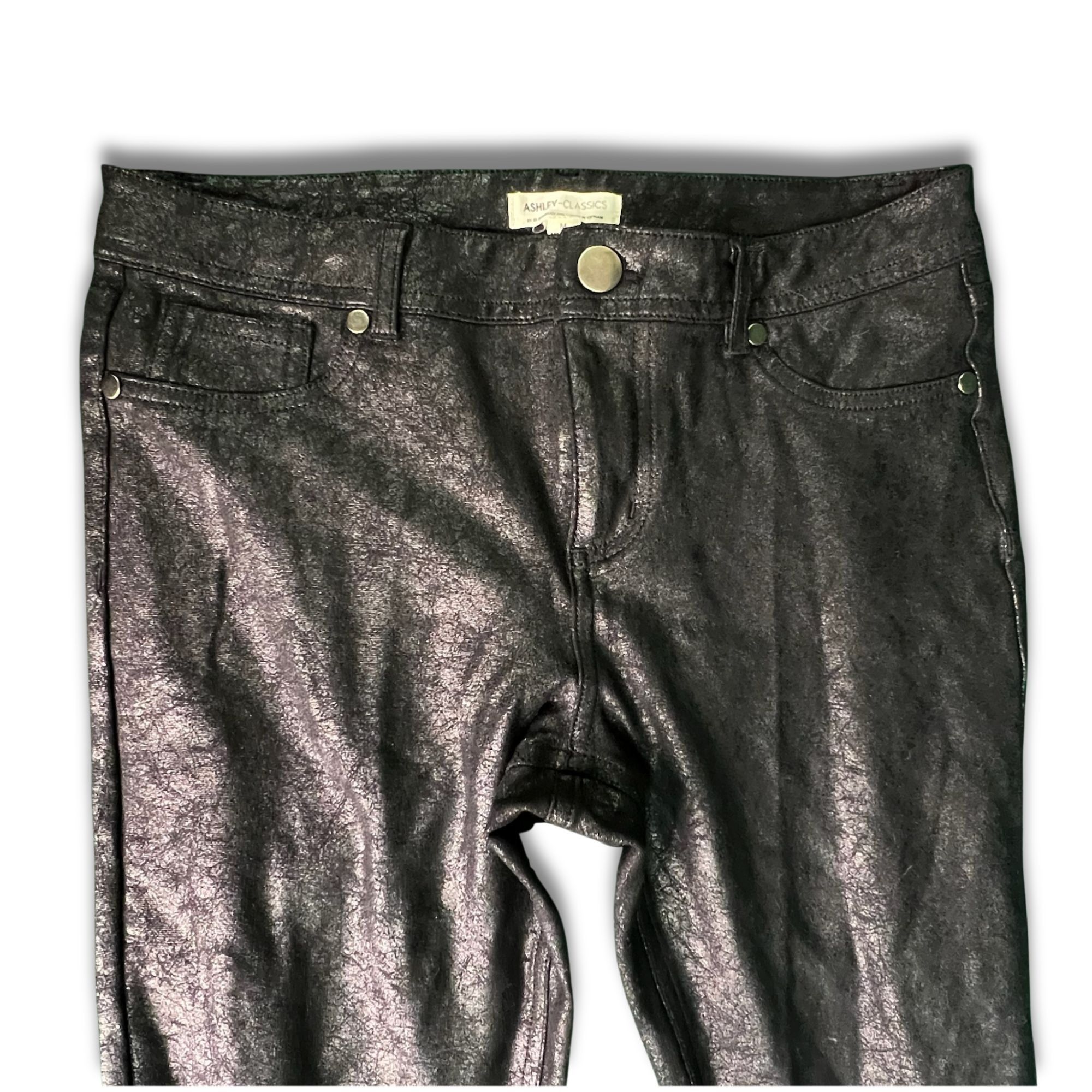 Other ASHLEY-CLASSICS Black Faux Leather Coated Skinny Jeans Size Size 31" - 4 Thumbnail