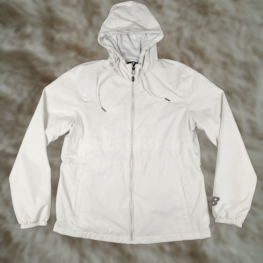 New Balance New Balance Windbreaker Jacket Womens Large White Full Zip Sports Size L / US 10 / IT 46 - 1 Thumbnail