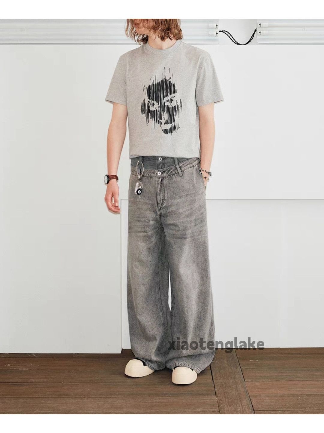 Designer × Jean × Vintage Unisex washed faded loose baggy patchwork hiphop jeans Size US 34 / EU 50 - 6 Thumbnail