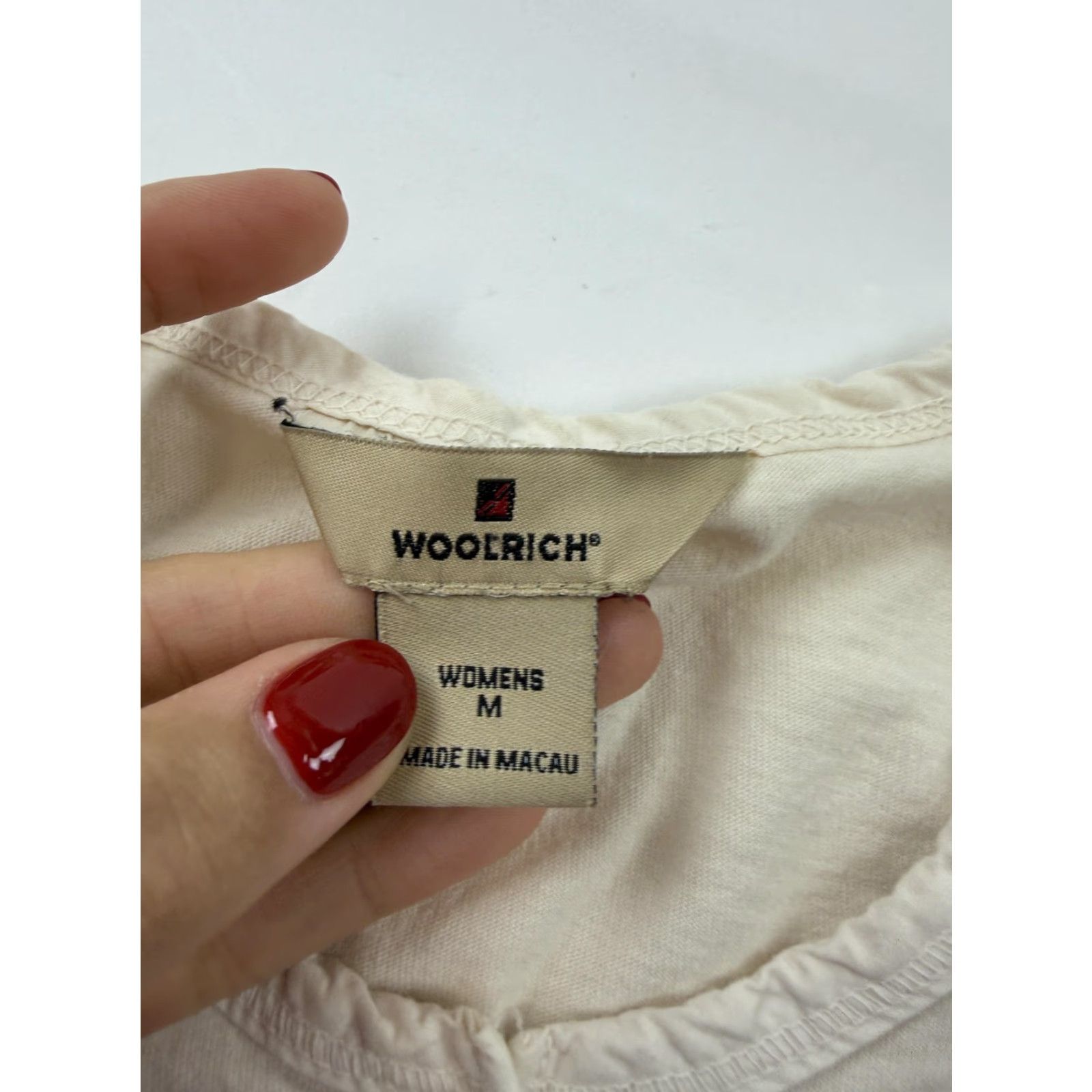 Vintage Woolrich Shirt Womens M White Henley Long Sleeve Embroidered Knit Top Size M / US 6-8 / IT 42-44 - 5 Thumbnail