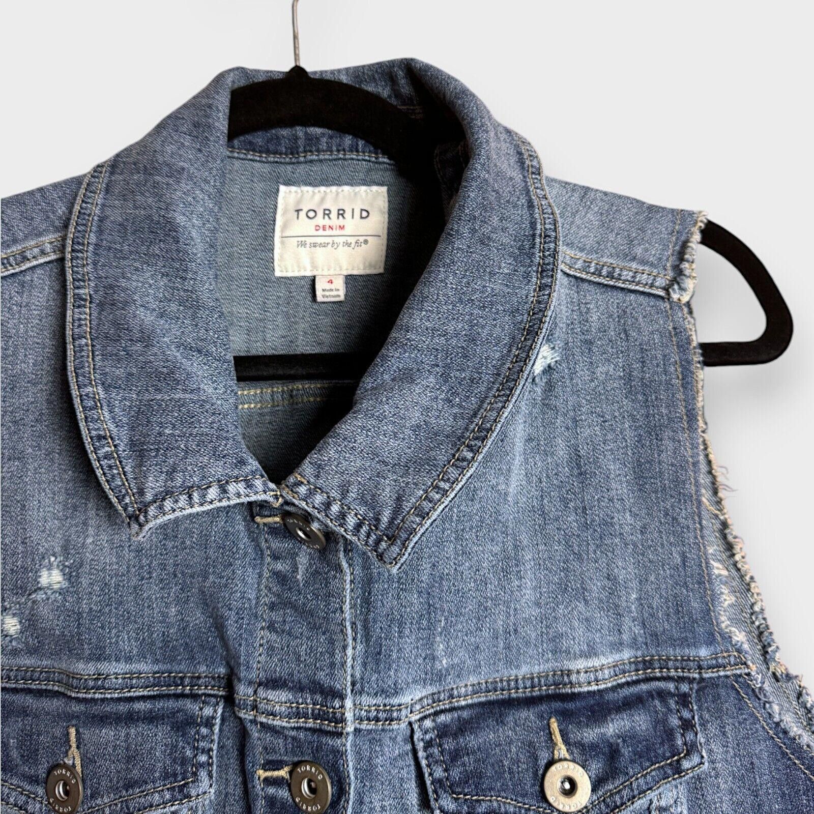 Torrid TORRID Denim stretch Distressed Grunge Jean Vest Size 4XL / US 24-26 - 6 Thumbnail