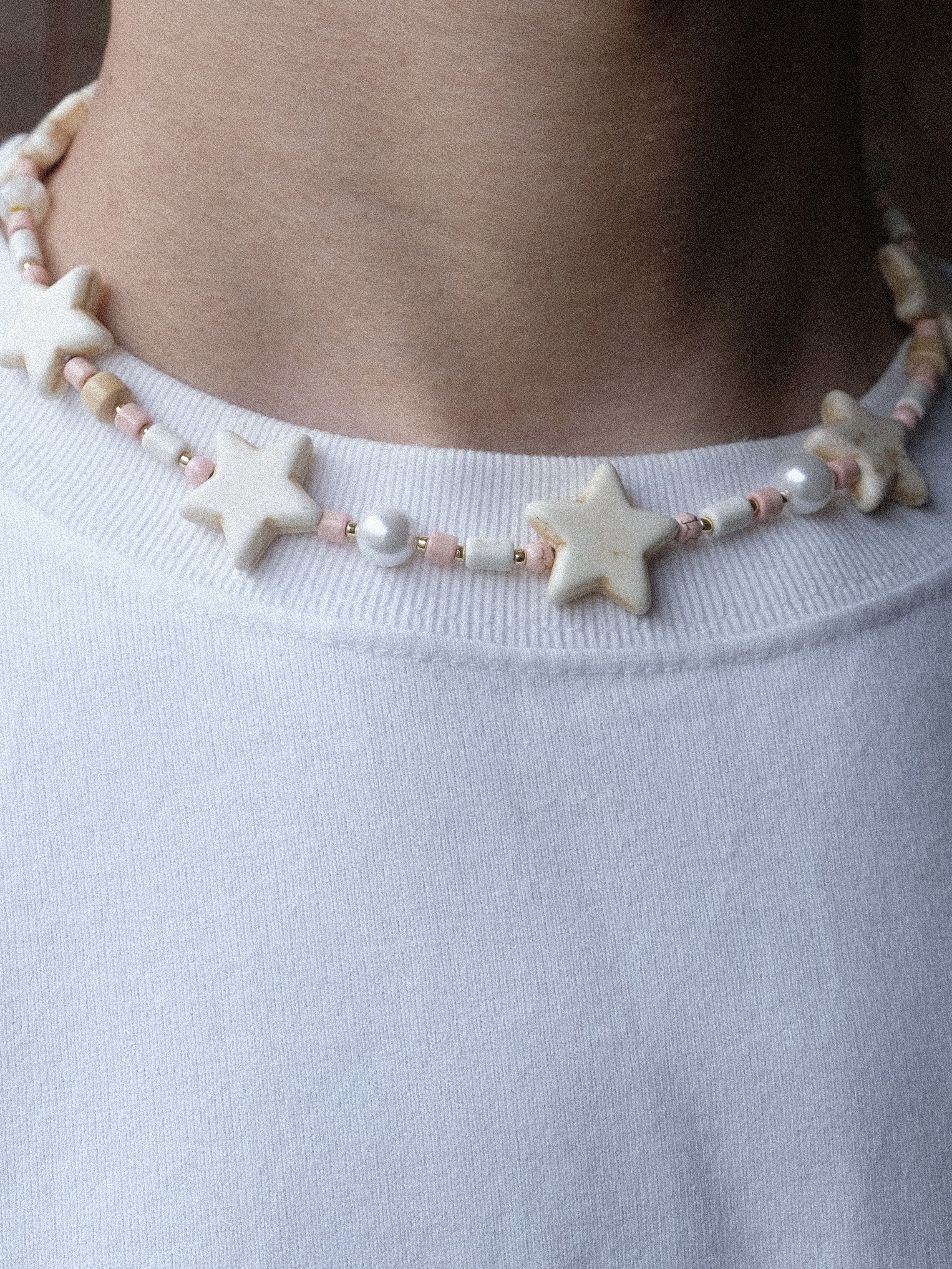 Handmade × Jewelry Handmade Barbie Pink Star Tophus Gemstone Necklace 16in Size ONE SIZE - 2 Thumbnail
