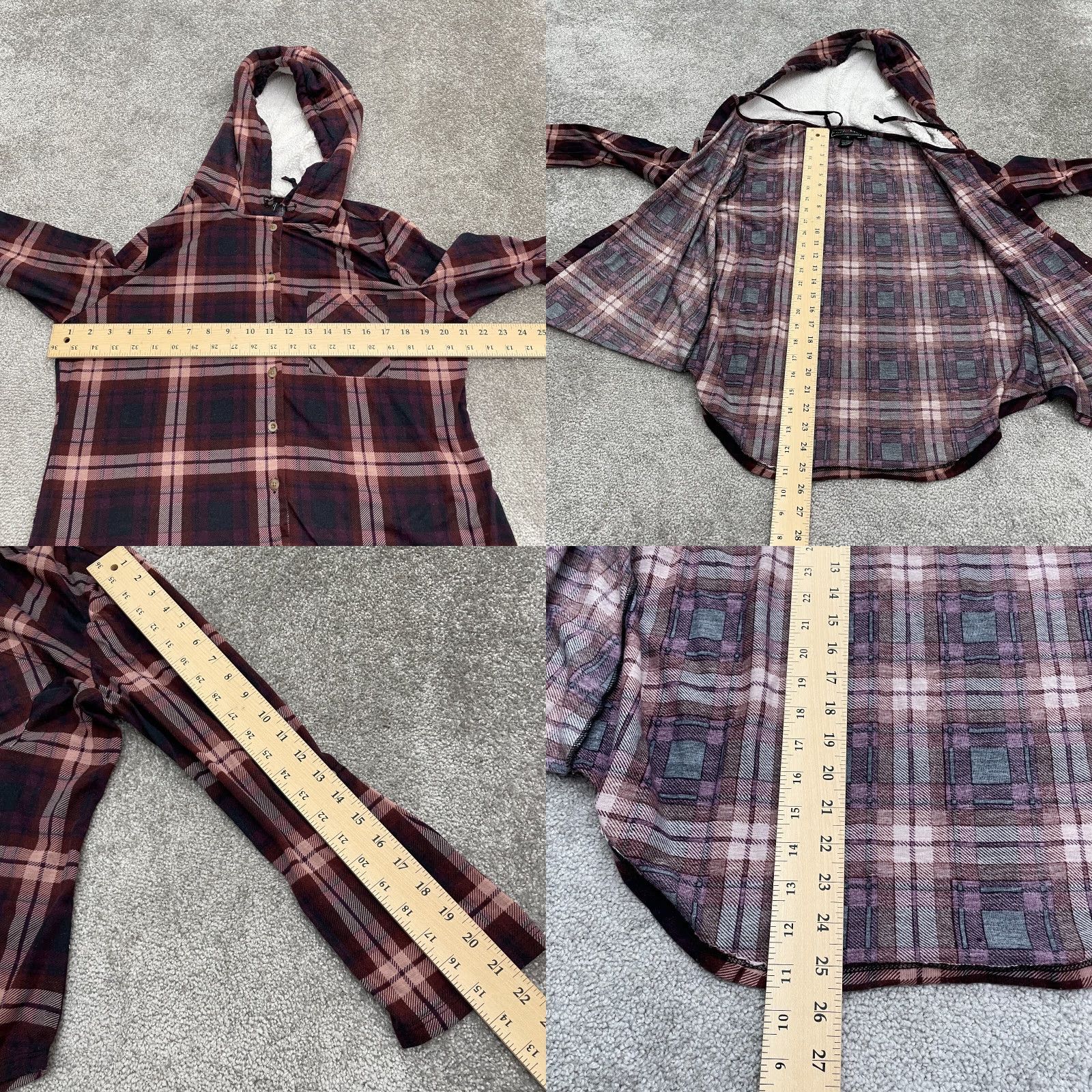 Vintage Polly & Esther Hoodie Womens XL Multi Plaid Flannel Sherpa Jacket Button Down Size XL / US 12-14 / IT 48-50 - 8 Thumbnail