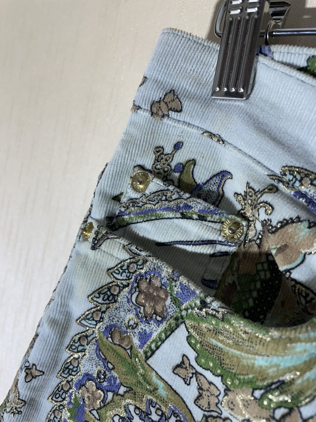 Roberto Cavalli × Vintage Roberto Cavalli velvet floral print vintage pants 90s Size 28" / US 6 / IT 42 - 7 Thumbnail