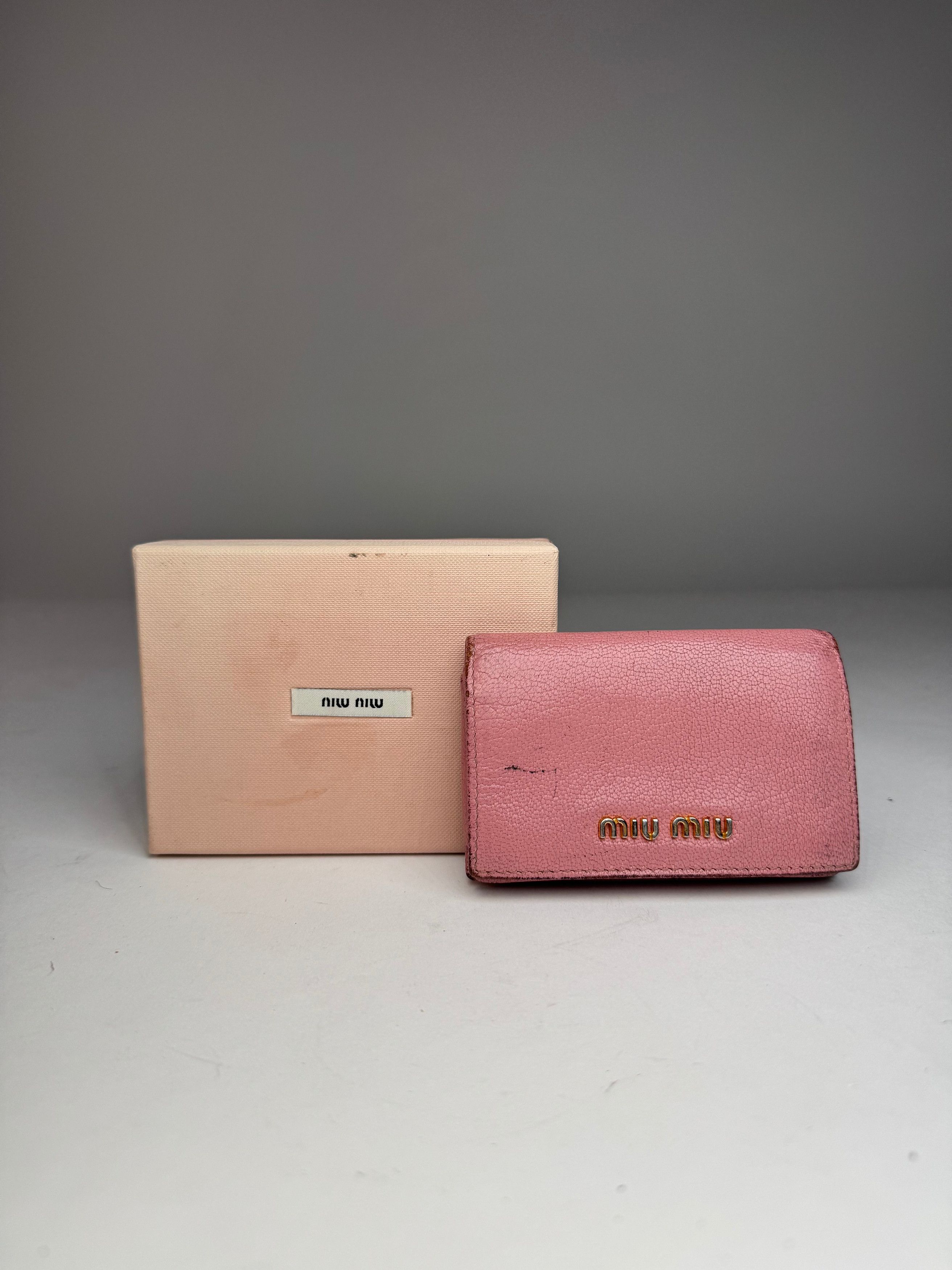Miu Miu Vintage Leather Card Holder Pink Size ONE SIZE - 1 Thumbnail