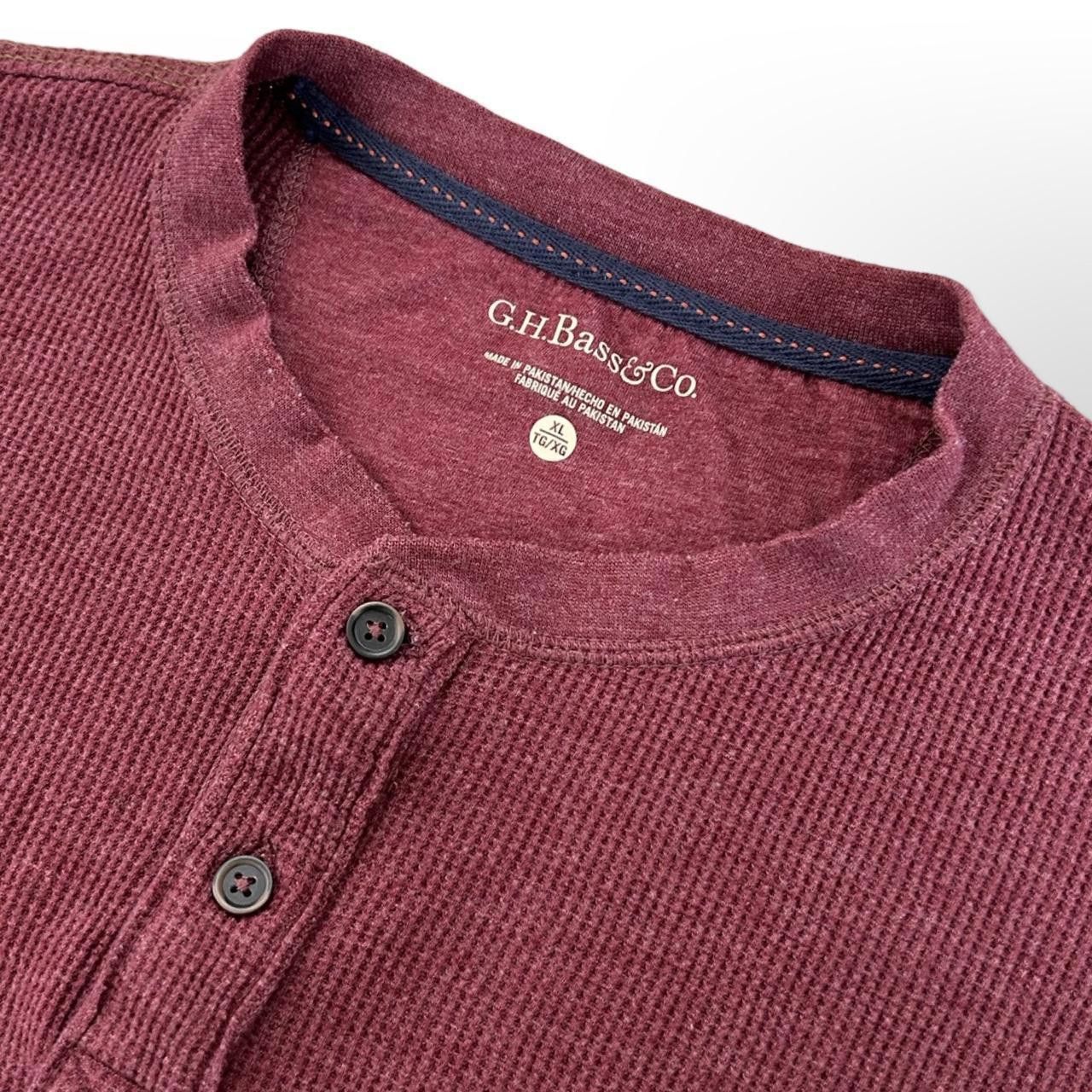 G.H. Bass & Co. Vintage G.H. Bass & Co Burgundy Long Sleeve Henley Size US XL / EU 56 / 4 - 4 Thumbnail