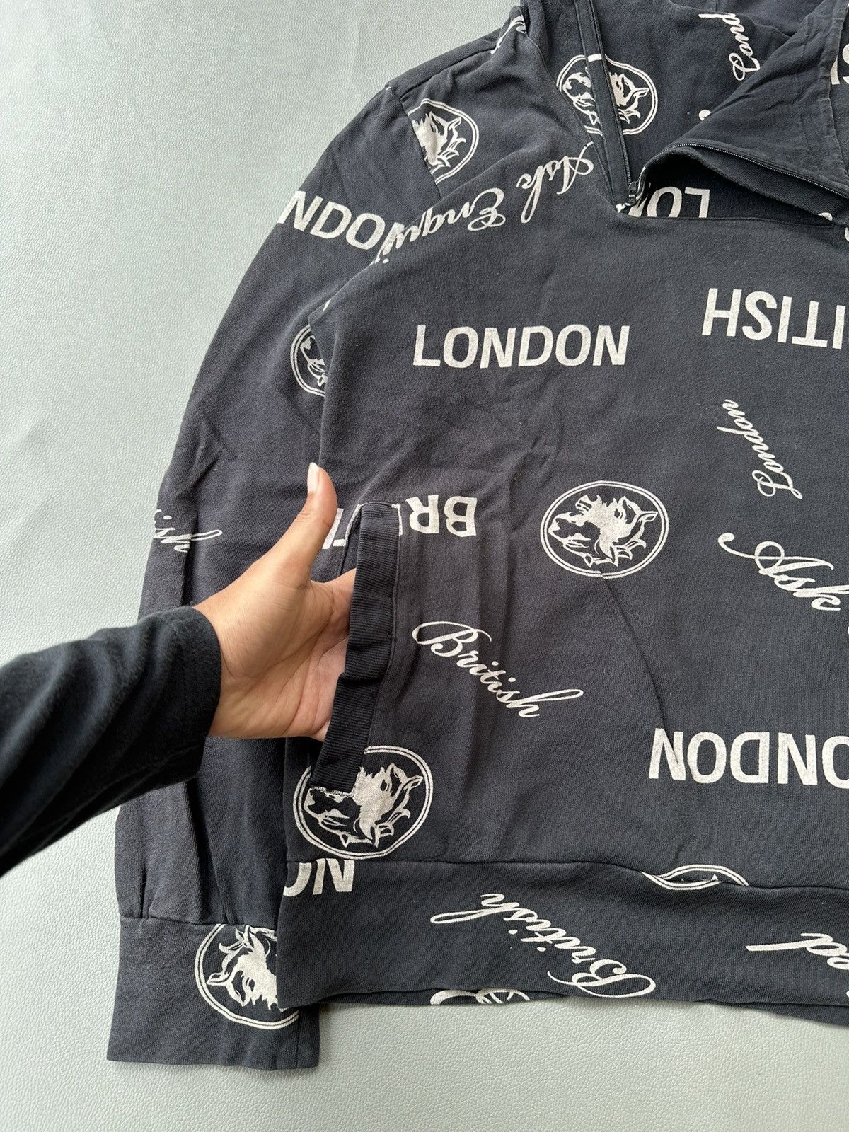 Hysteric Glamour × Le Grande Bleu (L.G.B.) × Yasuyuki Ishii ASK ENQUIRED POEM FADED BRITISH LONDON HOODIE LGB STYLE Size US L / EU 52-54 / 3 - 6 Thumbnail