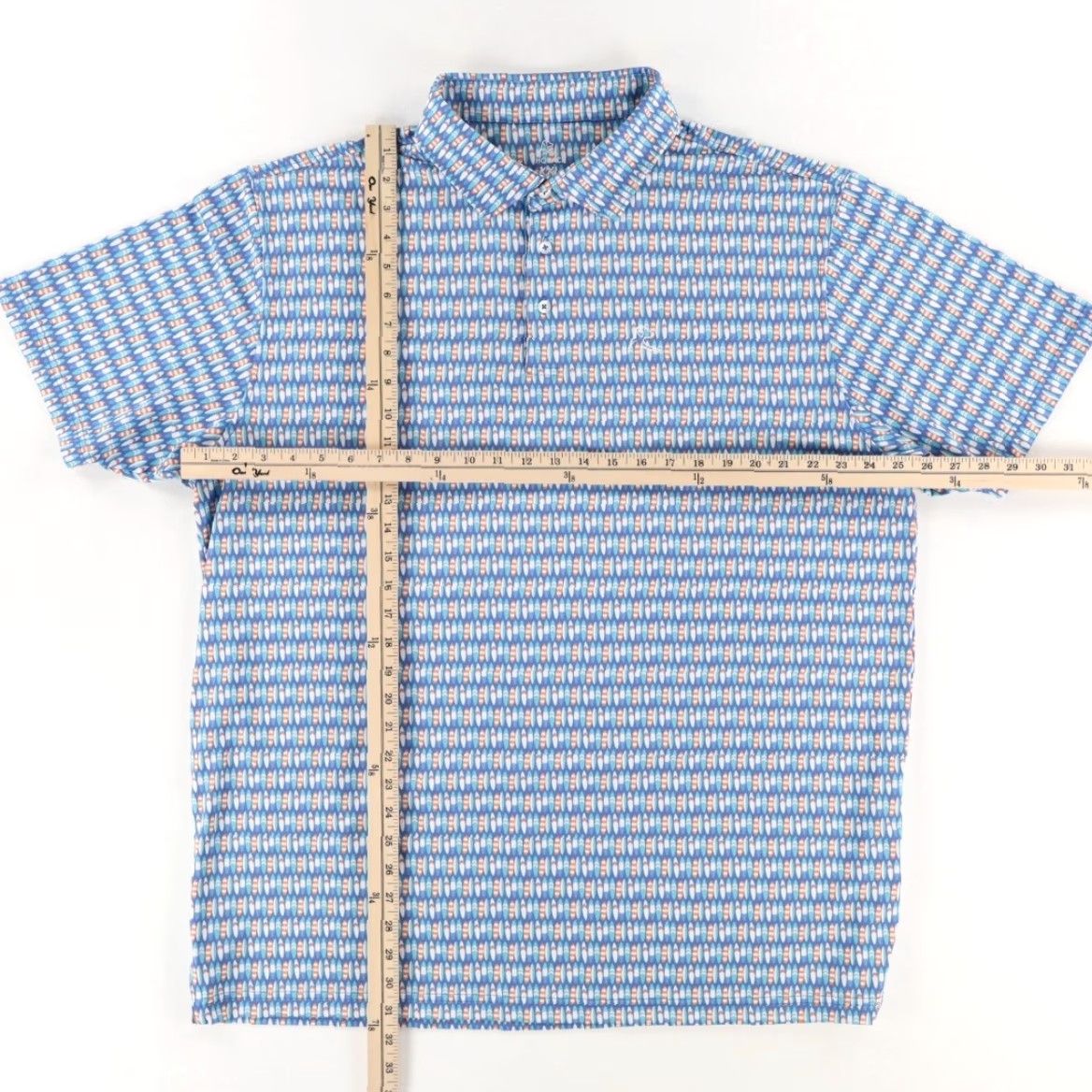 Vintage Rhoback Surfboard The Stroke Stretch Polo Shirt Blue Men's 2XL Shirt Polo Short Sleeve Collared All Over Print Regular Fit Mens Size US XXL / EU 58 / 5 - 3 Thumbnail