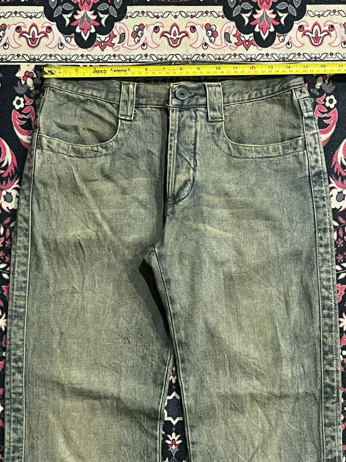 Acne Studios Acne Studio Style Mosh Green Frayed Leg Straight Cut Jeans Size US 31 - 13 Thumbnail