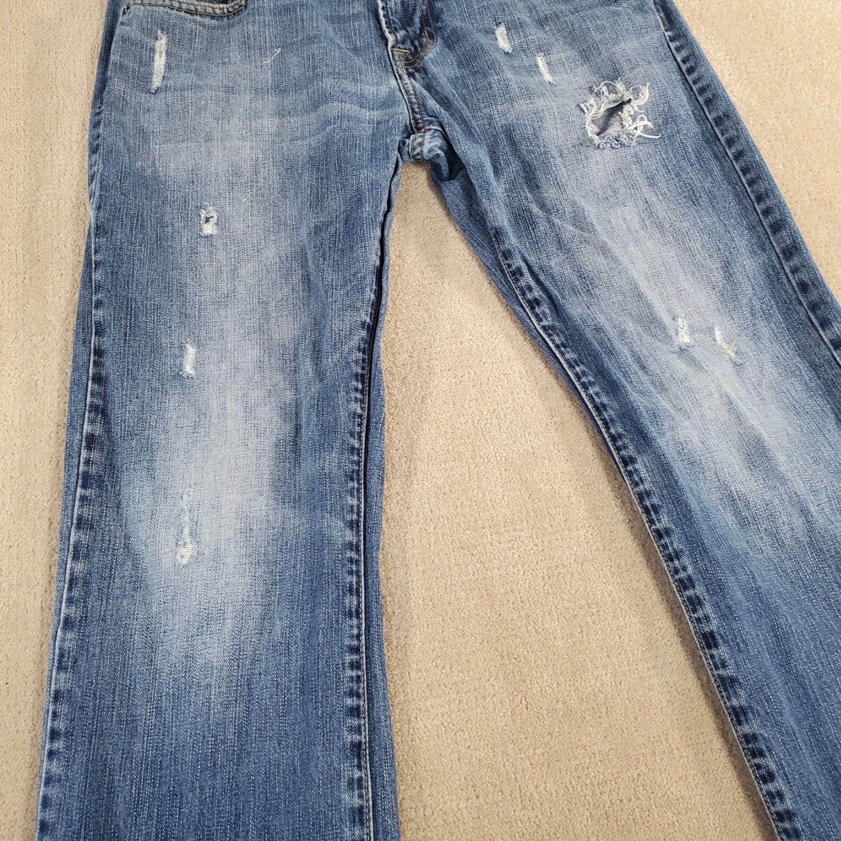 American Eagle Outfitters American Eagle Jeans Mens 32x30 Blue Original Straight Leg Faded Distressed Size US 32 / EU 48 - 3 Thumbnail