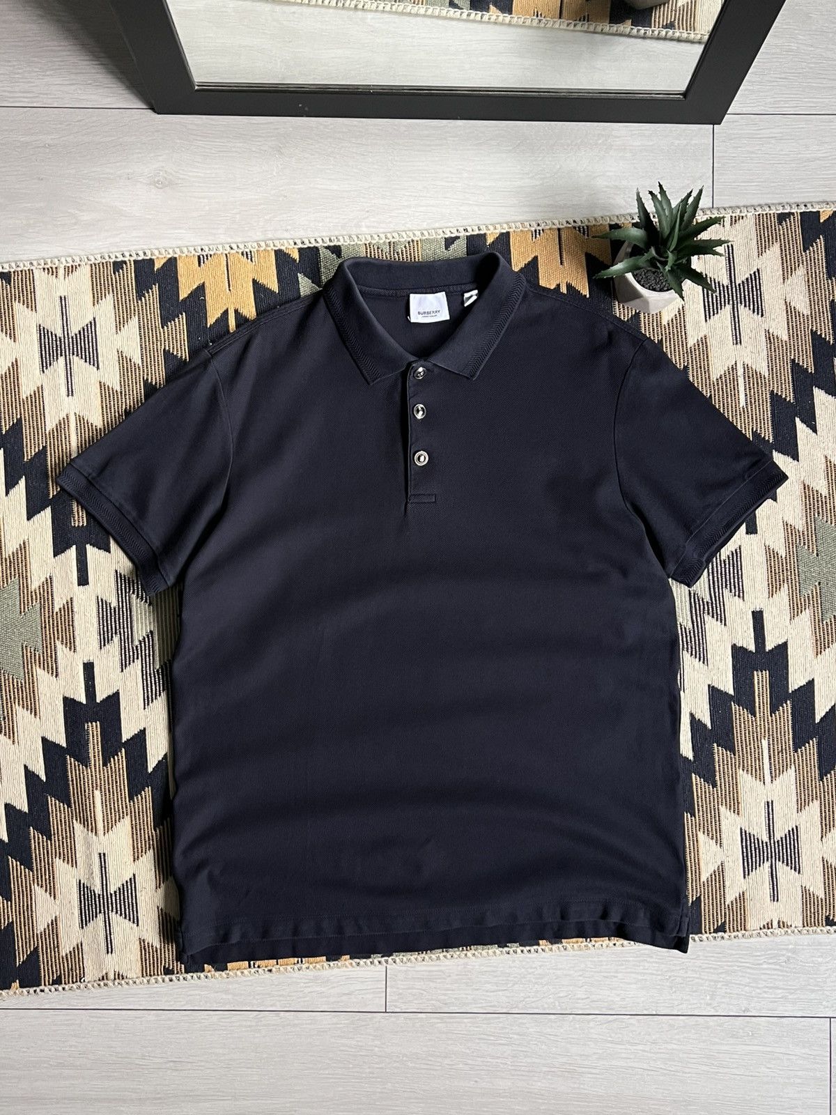 Burberry Burberry Luxury Navy Polo T-shirt Size US L / EU 52-54 / 3 - 1 Thumbnail