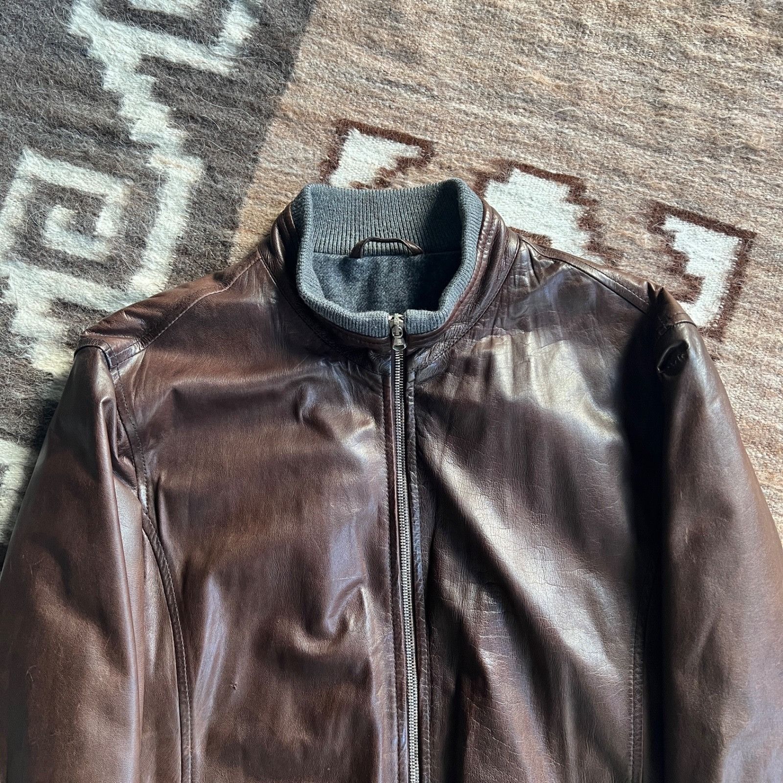 Leather Barba Napoli Leather Bomber Jacket Handmade 9771AC Size US M / EU 48-50 / 2 - 2 Thumbnail