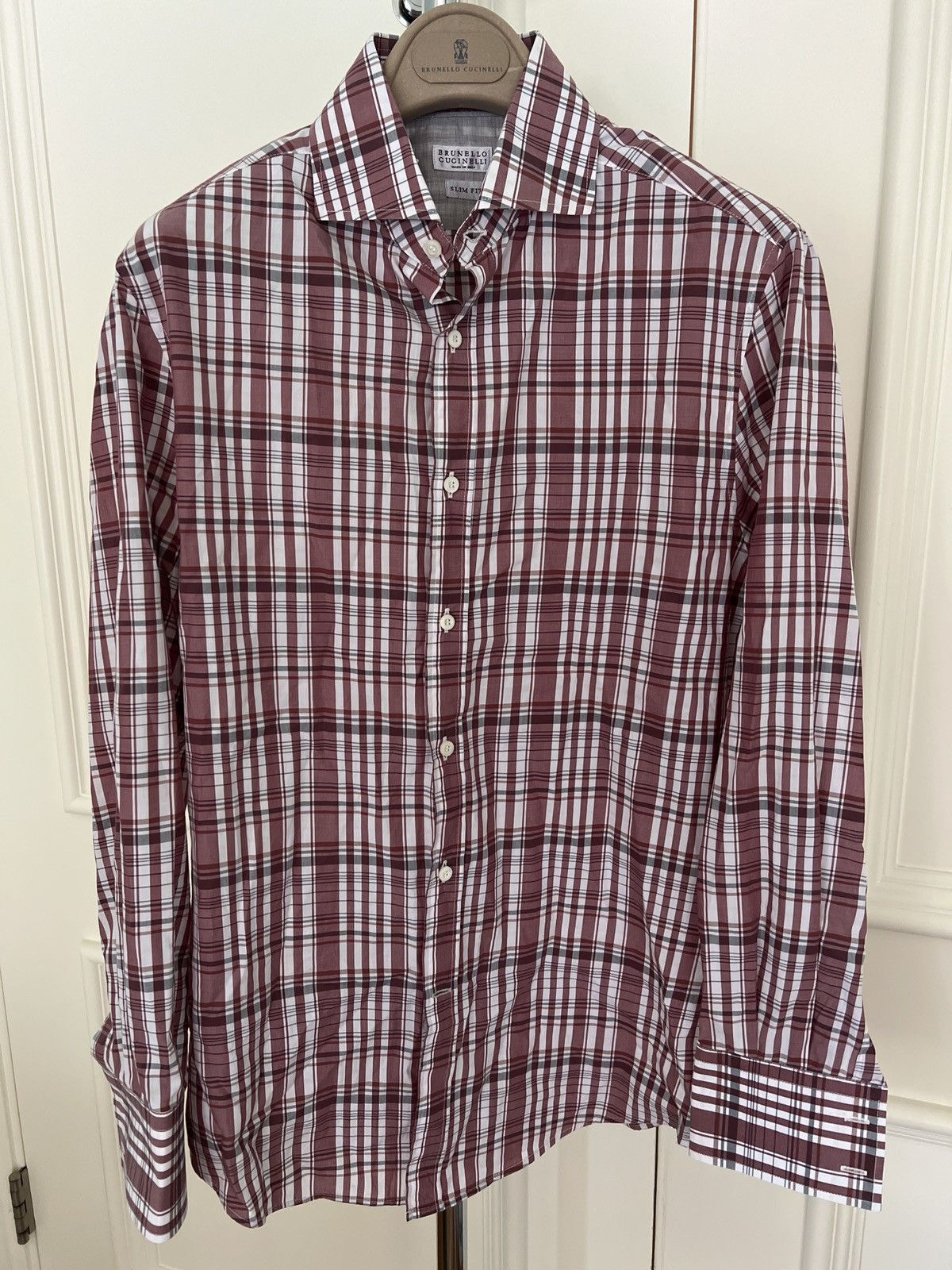 Brunello Cucinelli Slim Fit Plaid Shirt Size US S / EU 44-46 / 1 - 1 Thumbnail