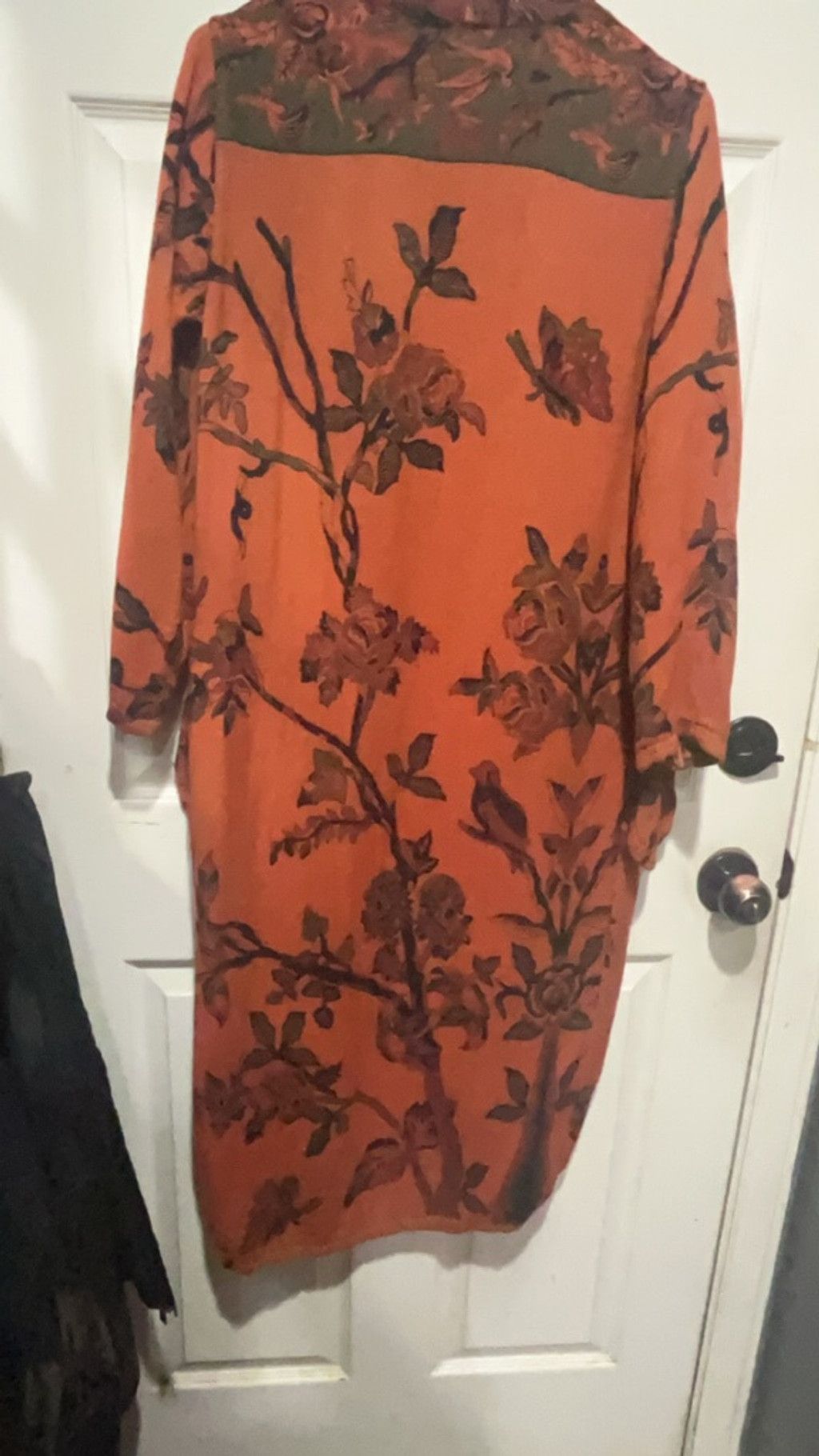The Unbranded Brand Women's Unbranded Orange & Navy Floral Cardigan Size M / US 6-8 / IT 42-44 - 3 Thumbnail