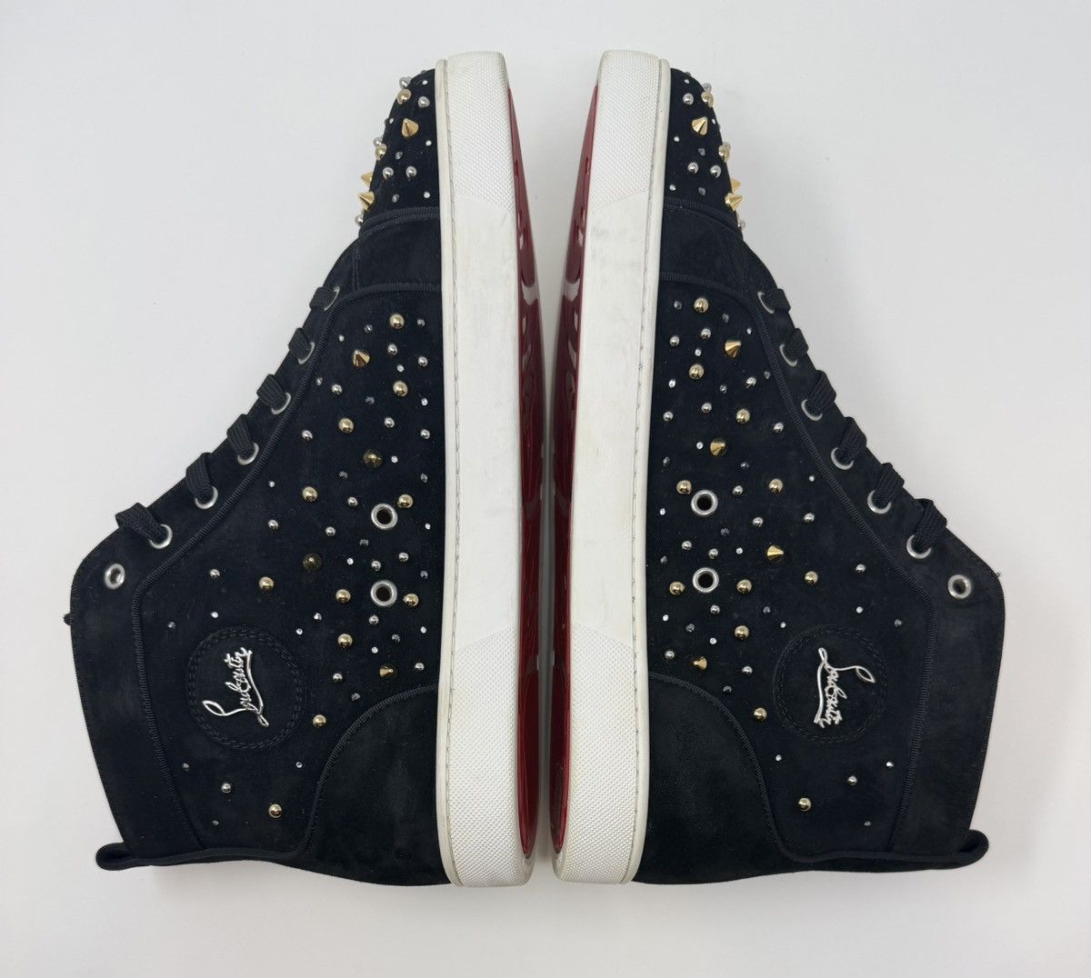 Christian Louboutin Christian Louboutin Louis Orlato Black Suede Spike Sneaker Size US 13 / EU 46 - 4 Thumbnail