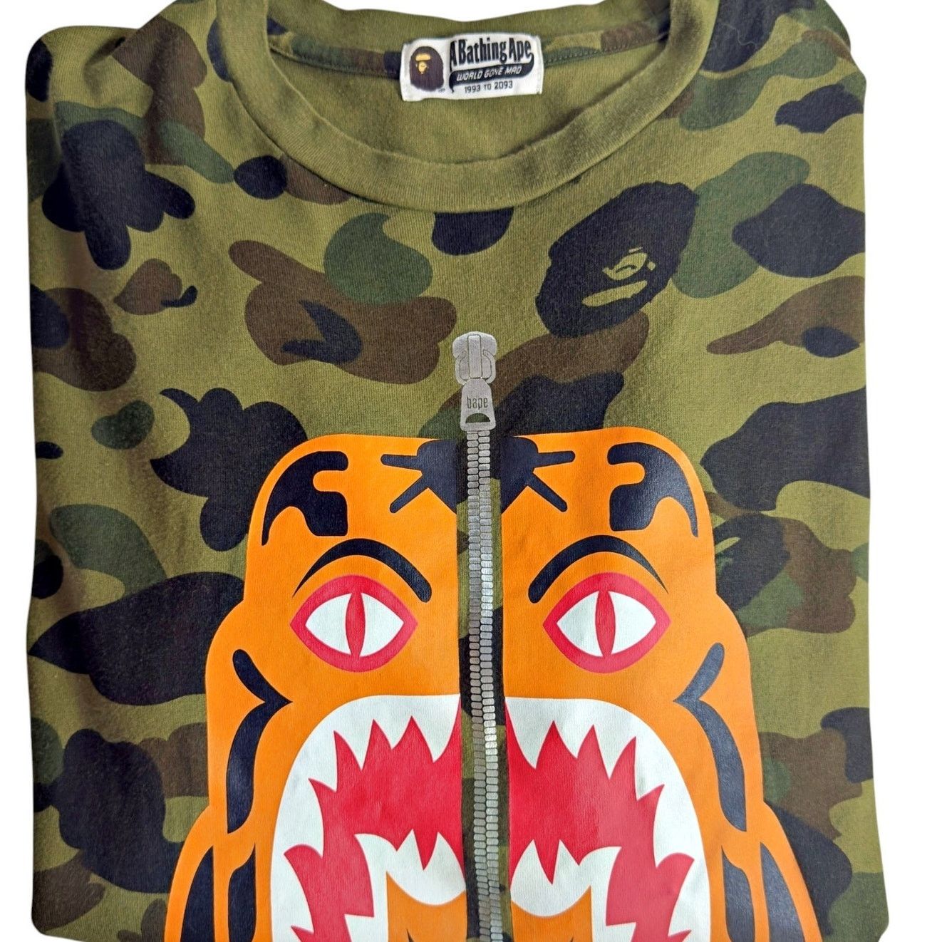 Bape A Bathing Ape BAPE 1st Camo Green Shark Funthera Teeth Shirt Size ONE SIZE - 1 Thumbnail