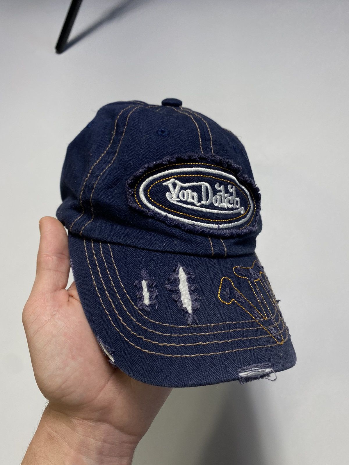 Von Dutch Rare Vintage Von Dutch Distressed Denim Cap Hut Size ONE SIZE - 3 Thumbnail