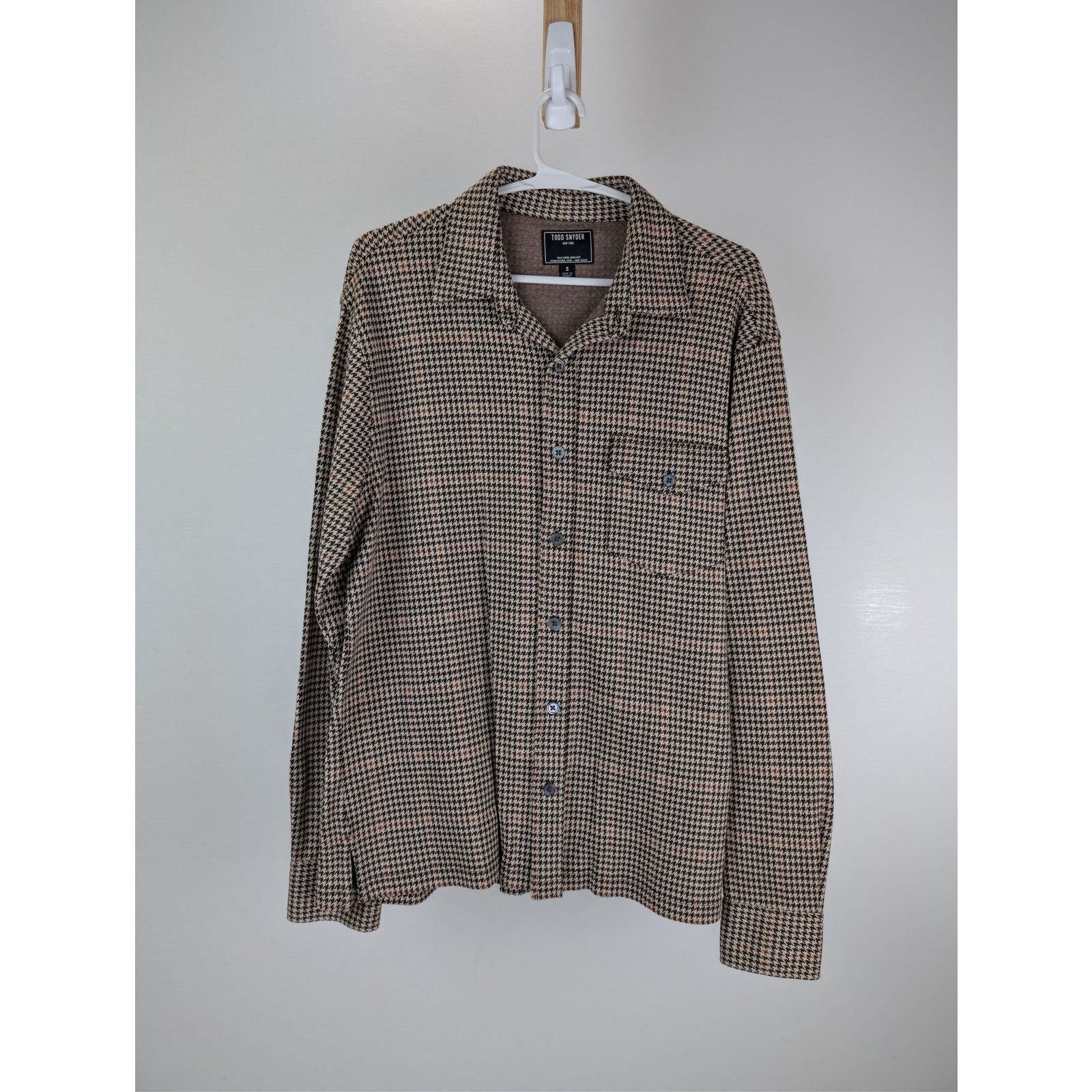 Todd Snyder o1rshd1 CC20 Houndstooth Double Knit Polo Shirt Saddle Brown Size US S / EU 44-46 / 1 - 8 Thumbnail