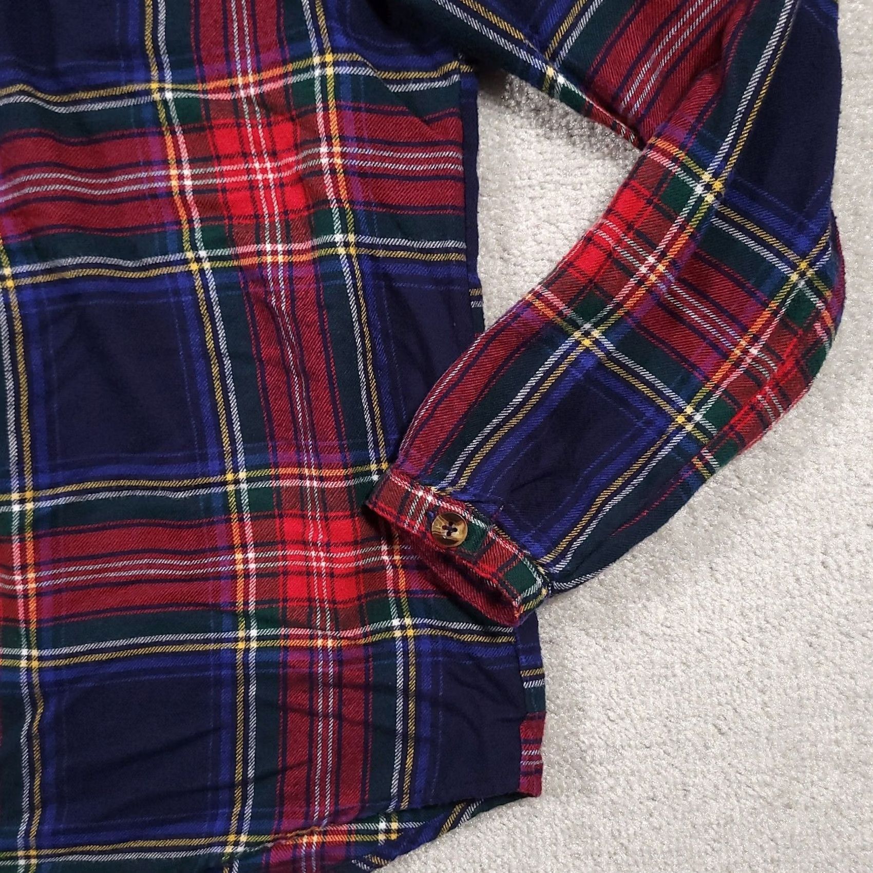 Vintage Maurices Flannel Henley Top - Womens Medium Blue Red Plaid Long Sleeve - Casual Basic Blouse Size M / US 6-8 / IT 42-44 - 4 Thumbnail