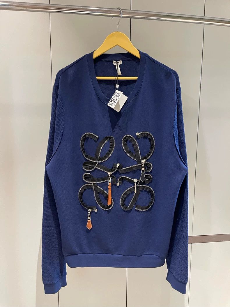 Loewe LOEWE Blue zipper Logo round neck T-shirt Size M / US 6-8 / IT 42-44 - 1 Thumbnail
