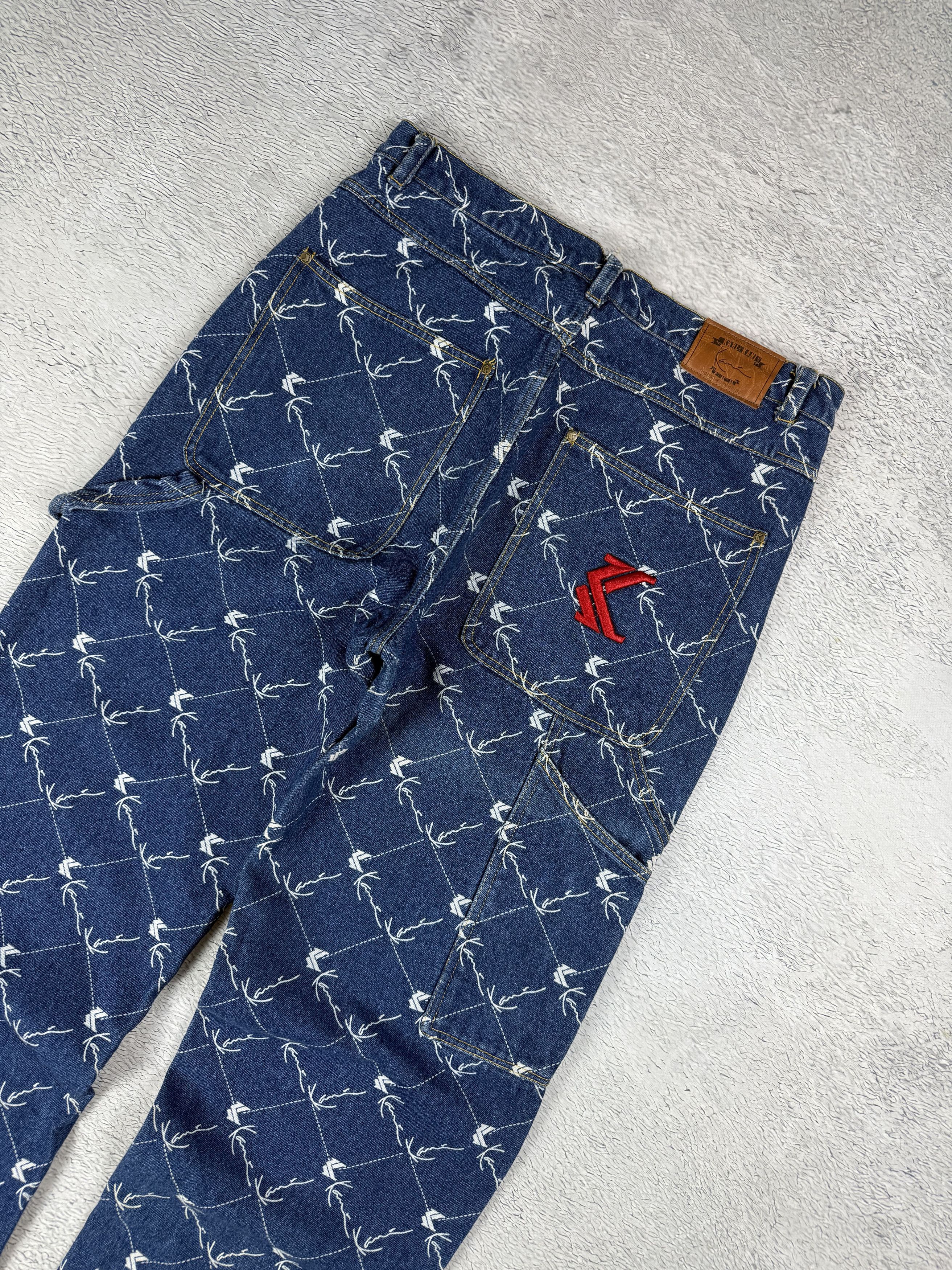 JNCO × Karl Kani Karl Kani Carpenter Monogram Jeans Workwear AOP Baggy Size US 32 / EU 48 - 3 Thumbnail