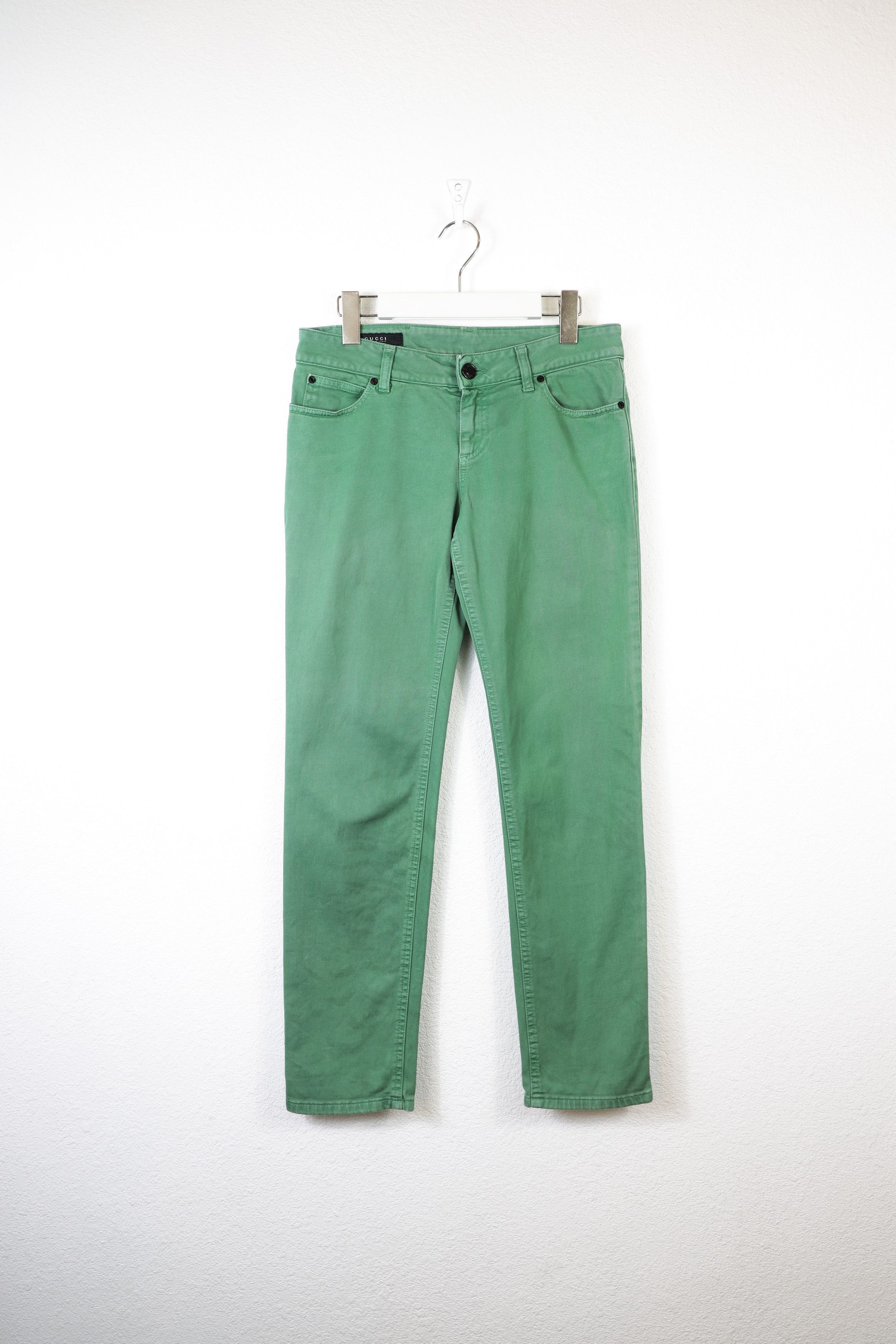 Gucci Womens Gucci Logo Green Denim Jeans Pants Y2K Size 28" / US 6 / IT 42 - 1 Thumbnail