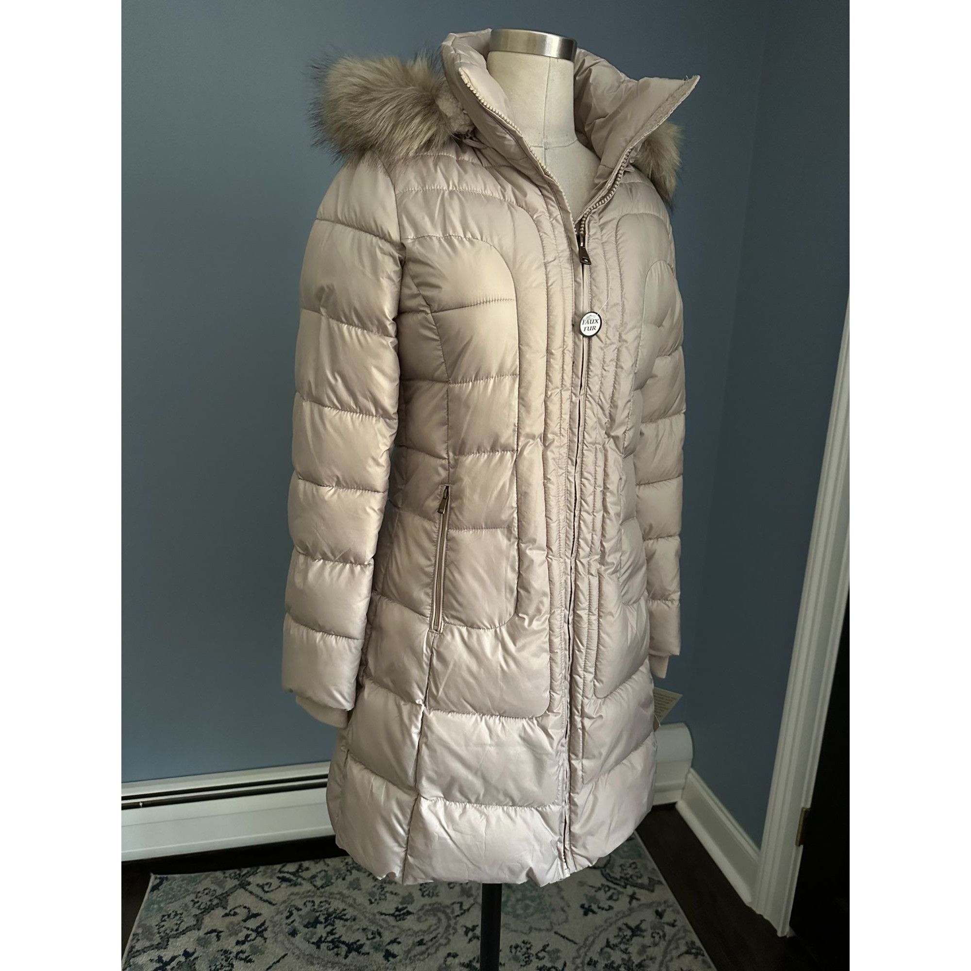 Other NWT Larry Levine Quilted Puffer Down Coat with Sherpa Lining Size XS / US 0-2 / IT 36-38 - 7 Thumbnail