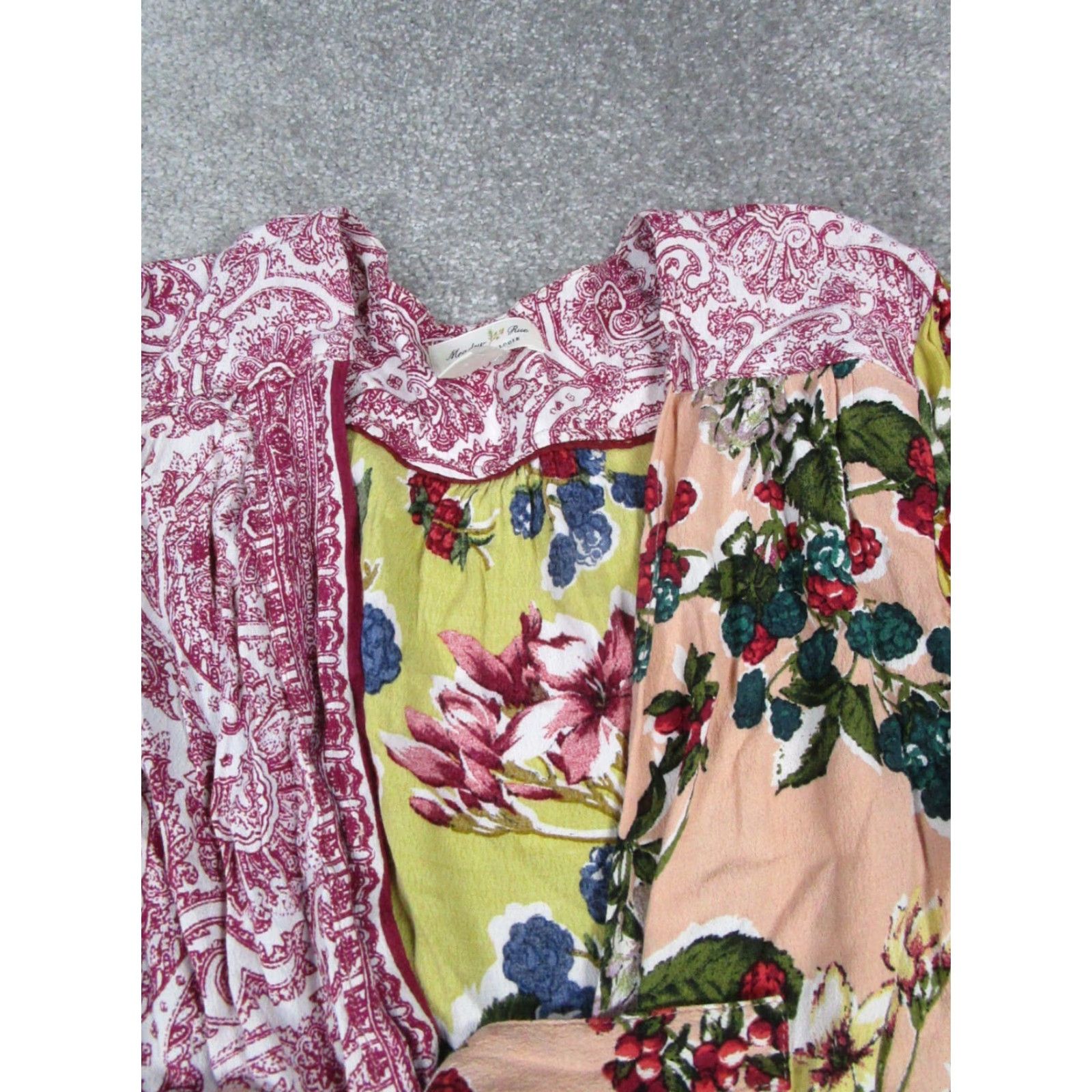 Vintage Meadow Rue Blouse Womens 4 V-Neck Long Sleeve Floral Tie Yellow Pink Blouse Womens Size S / US 4 / IT 40 - 2 Thumbnail