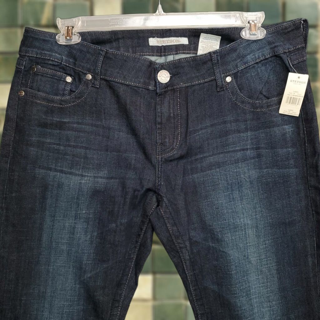 Stetson VINTAGE Stetson Jeans Womens 18 Short Blue Denim Hollywood Bootcut Western Thick Stitch Shirt? Size 40" / US 18 - 1 Thumbnail