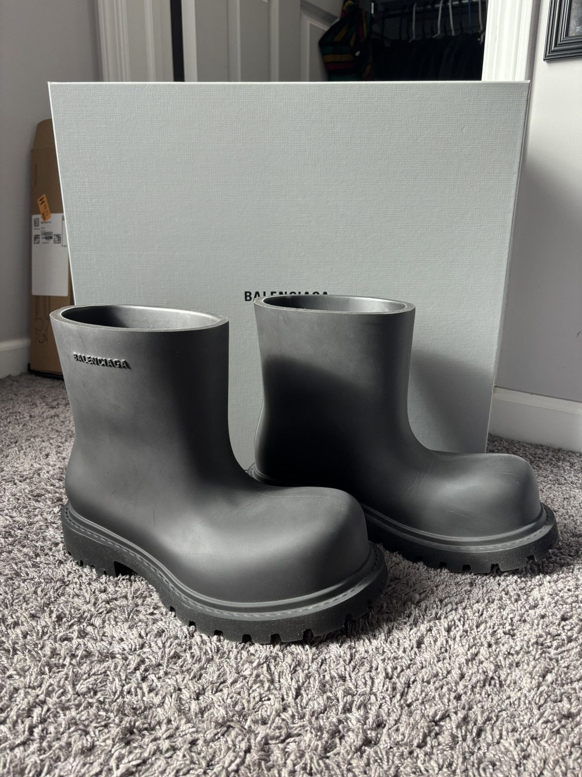 Heel Balenciaga Boots Ankle Balenciaga 'Steroid' Black Rubber