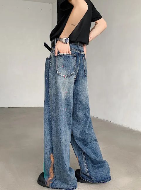 Japanese Brand × Jean Denim Pants Loose Brush Printing Size US 29 - 5 Thumbnail