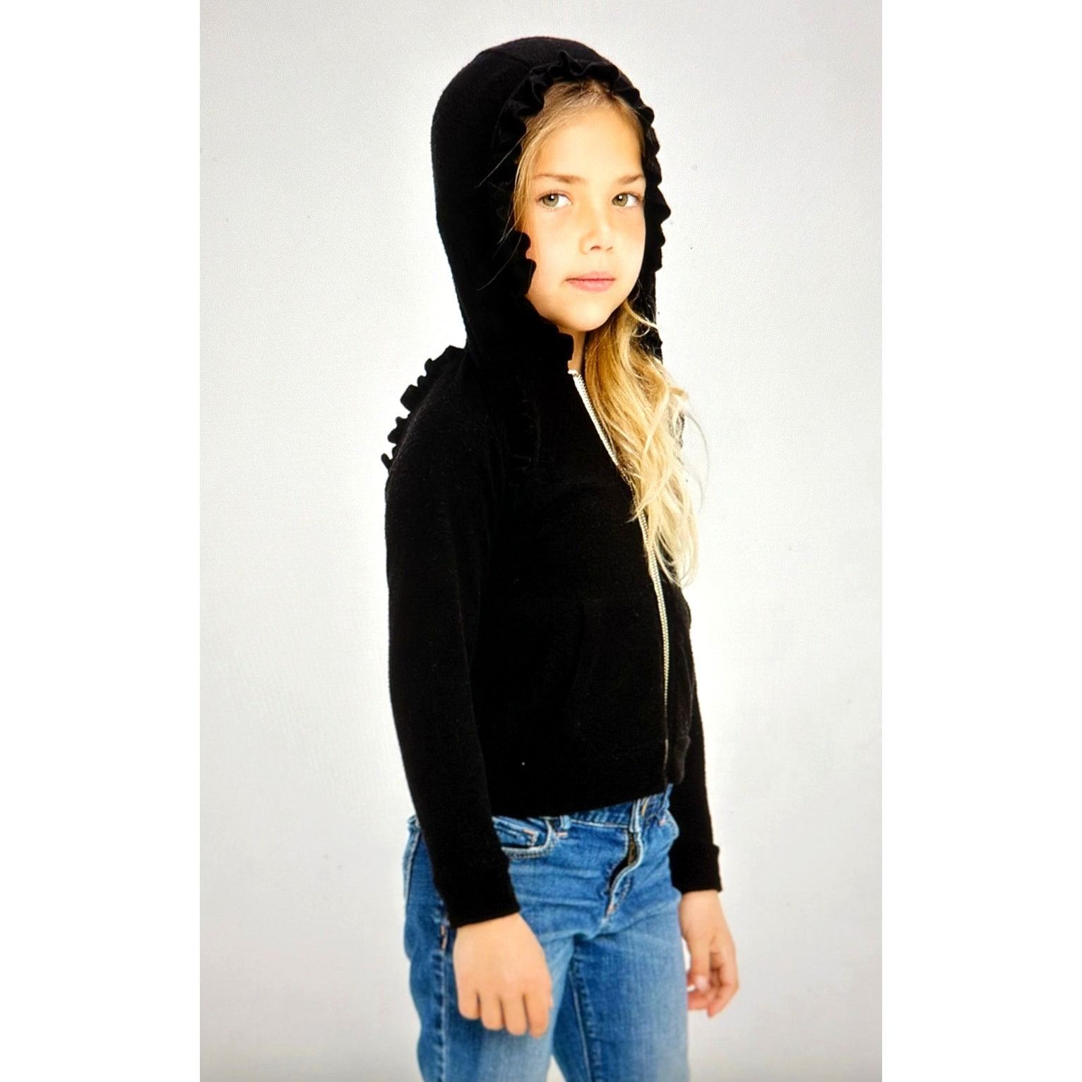 Other Chaser Girls Long Sleeve Hoodie Ruffle Detail Black - size 3 Size ONE SIZE - 2 Thumbnail