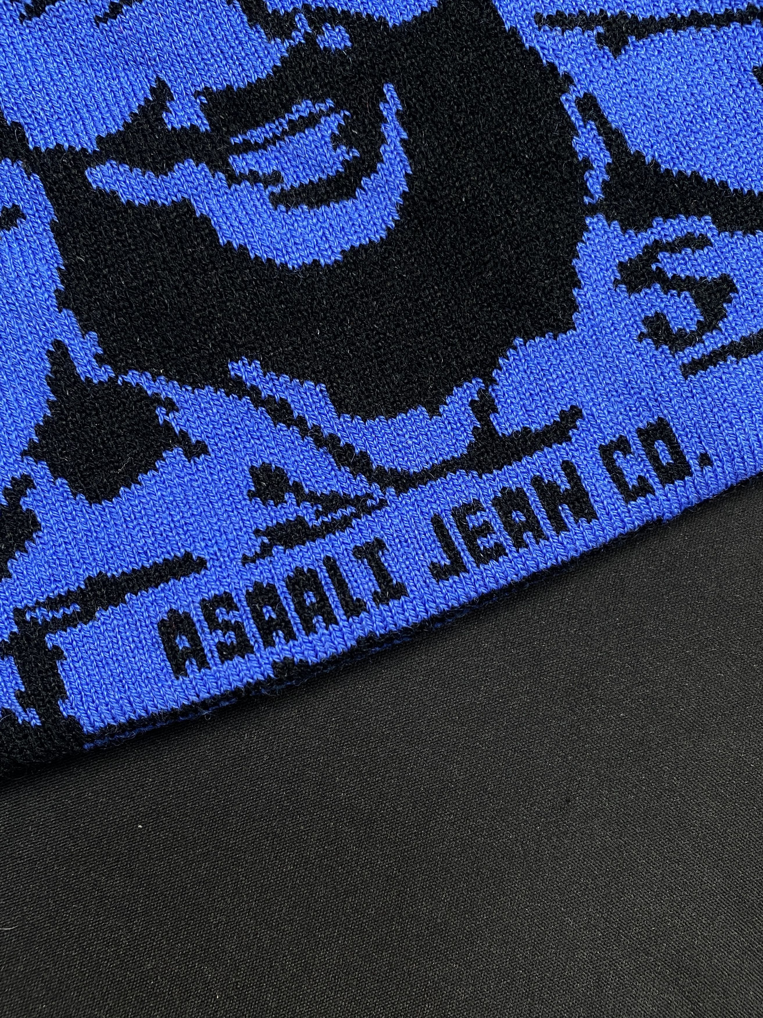 Asaali Rare Asaali Cartel Skully No Cuff Knit Blue Beanie Hats OS Size ONE SIZE - 2 Thumbnail