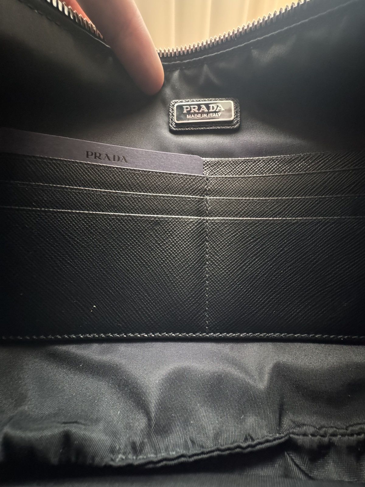 Prada Prada Re-Nylon & Saffiano Leather Pouch Black Size ONE SIZE - 9 Thumbnail