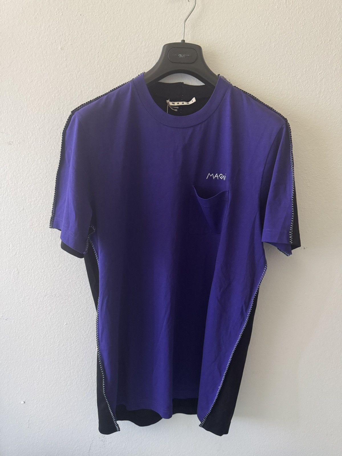 NWT MARNI COLOR BLOCK STITCH DETAIL POCKET T-SHIRT