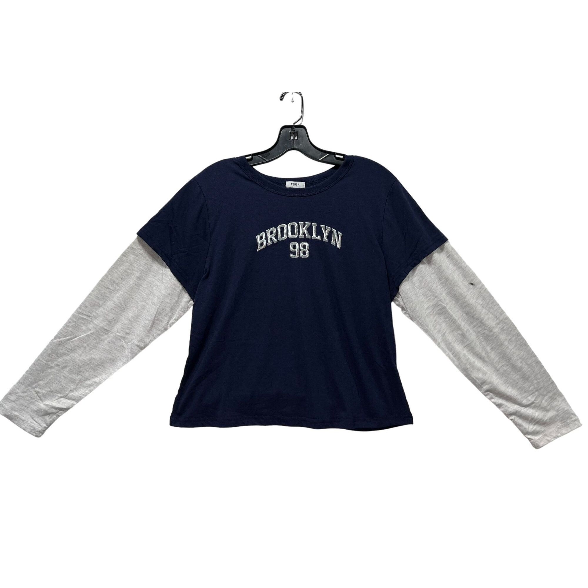 Other Rue + - Women's Long Sleeve T-Shirt - Graphic Tee - Blue/Gra Size XXL / US 16-18 / IT 52-54 - 1 Thumbnail