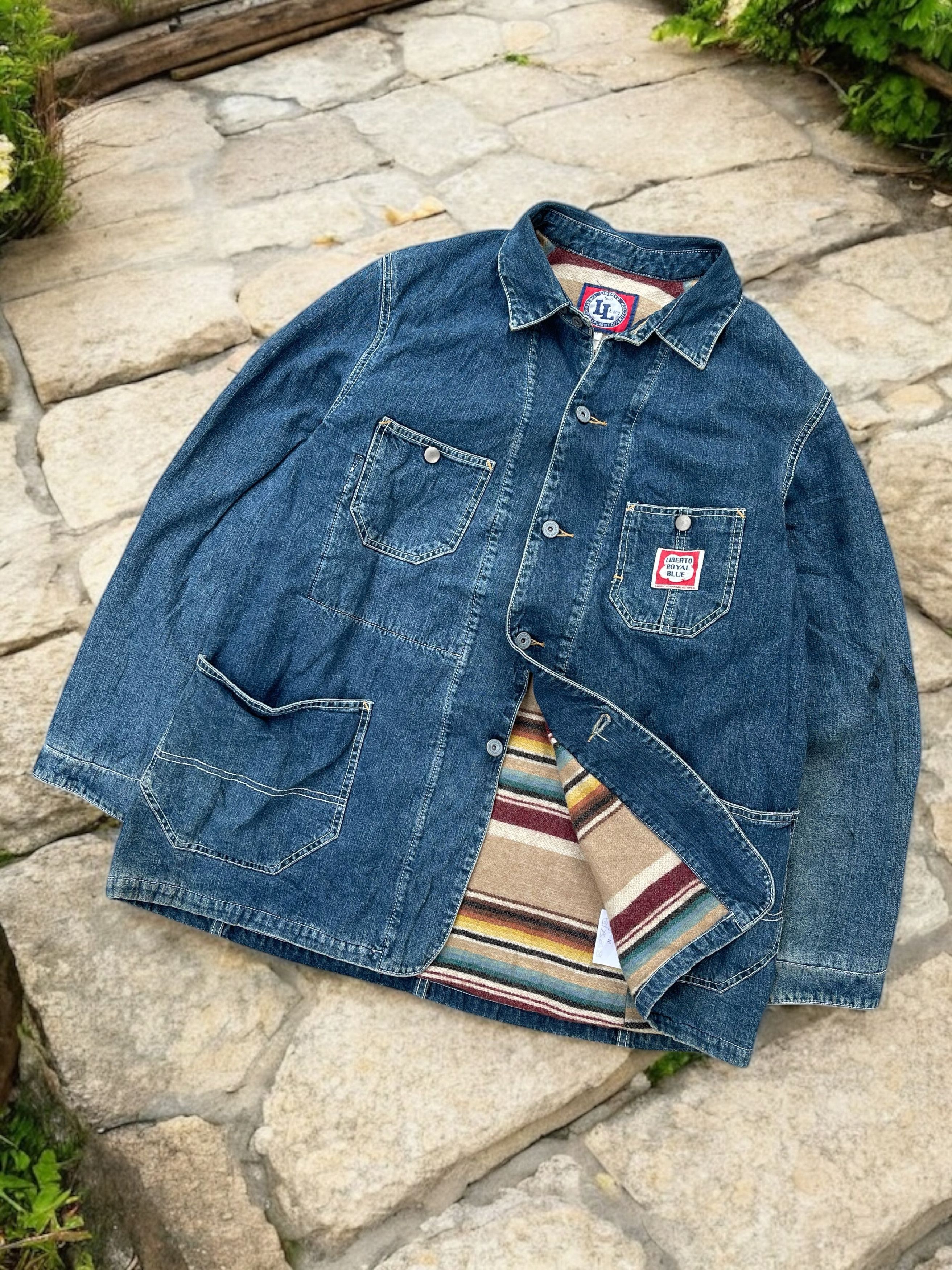 Vintage 🔥Vintage Liberto Italy Blanket Lined Denim Chore Jacket Size US M / EU 48-50 / 2 - 1 Thumbnail