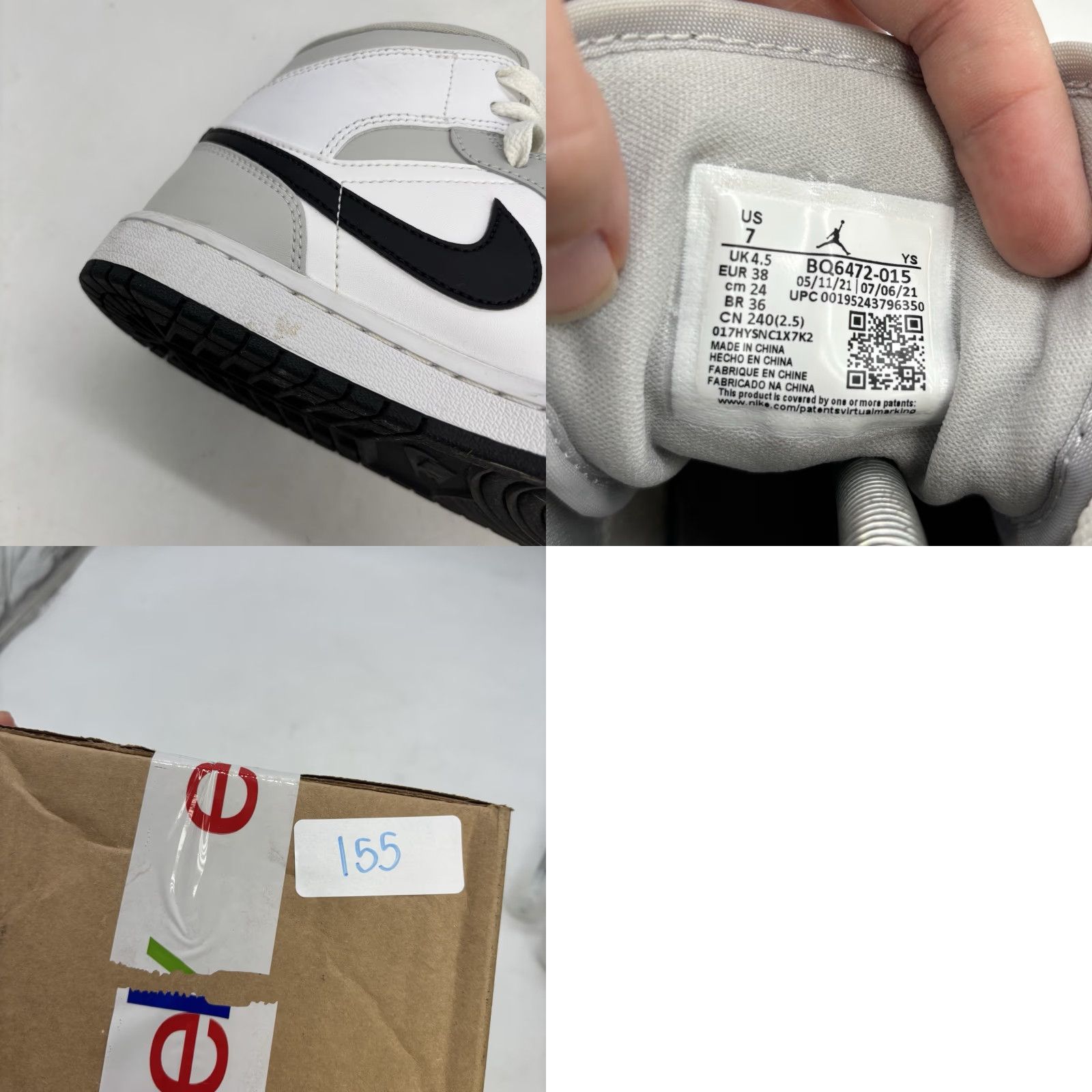 Jordan Brand Nike Air Jordan 1 Mid Light Smoke Grey Fog BQ6472-015 Size 7 Women's 5.5 Men Size US 7 / IT 37 - 8 Thumbnail
