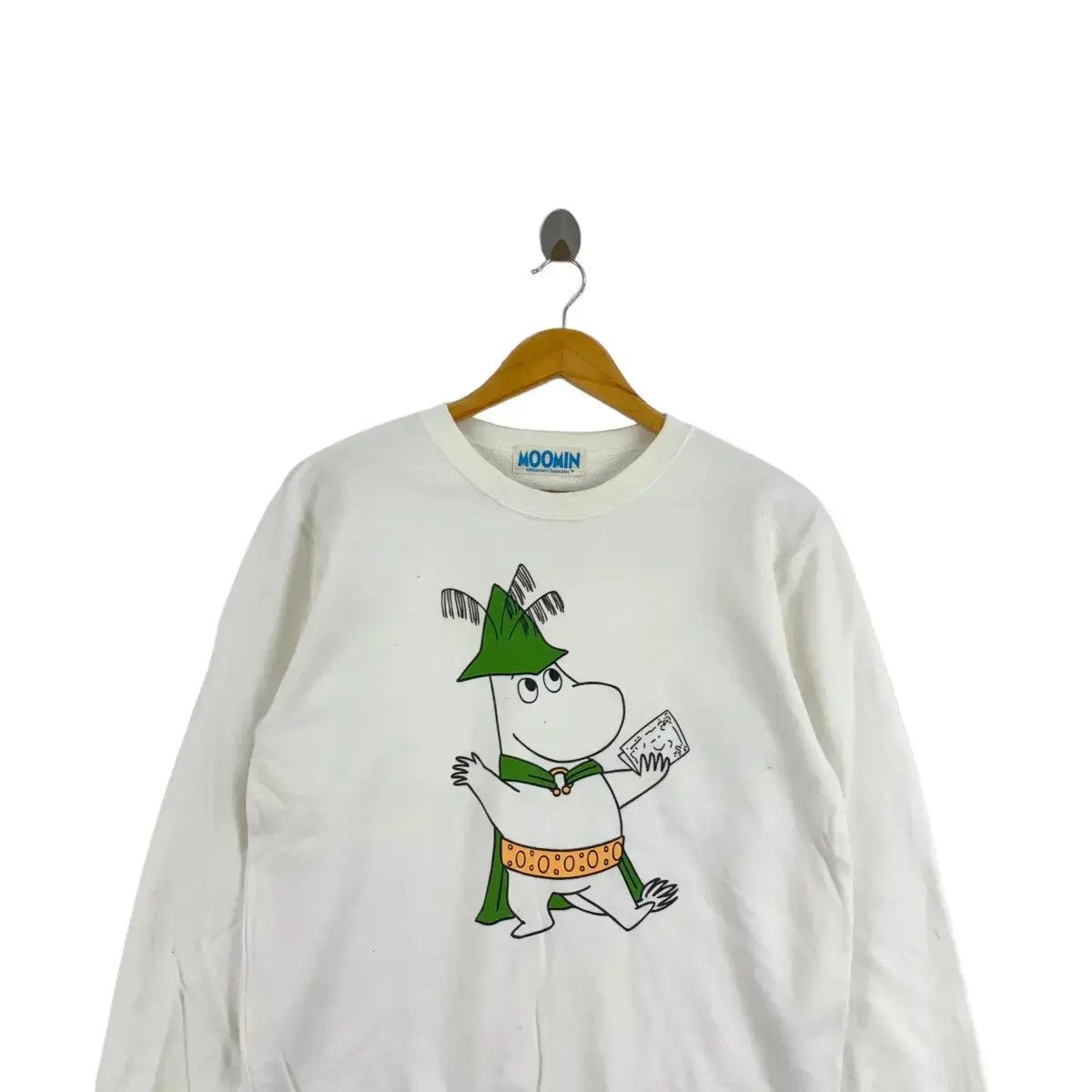 Vintage MOOMIN CHARACTER Cartoon Series Big Print White Sweatshirt Size US M / EU 48-50 / 2 - 2 Thumbnail
