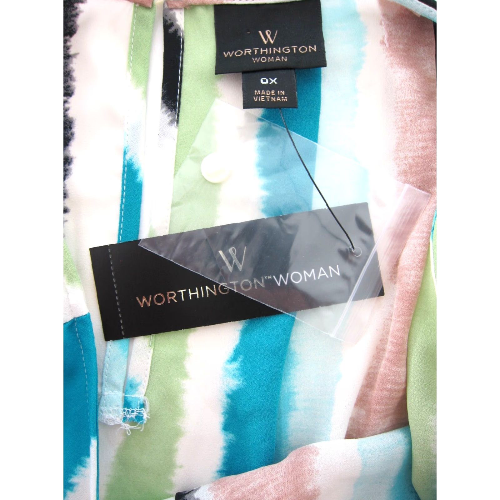 Worthington Worthington Tank Women NWT Sophia Stripe Blue Pattern Sheer Round Neck Pullover 0X Plus 3/4? Size XL / US 12-14 / IT 48-50 - 3 Thumbnail