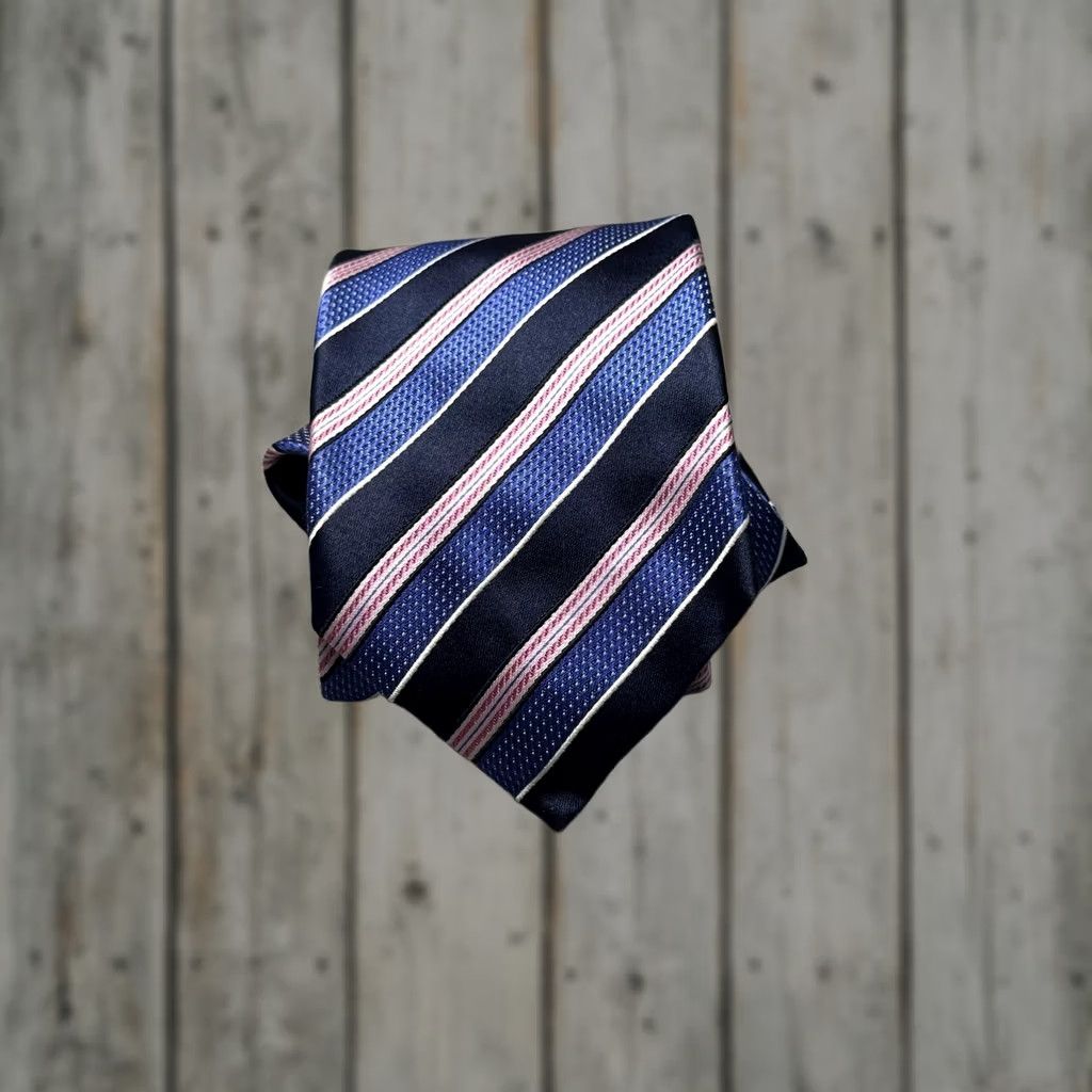 Ermenegildo Zegna Ermenegildo Zegna Tie Mens Blue Striped Silk Cotton Classic Pointed Size ONE SIZE - 1 Thumbnail
