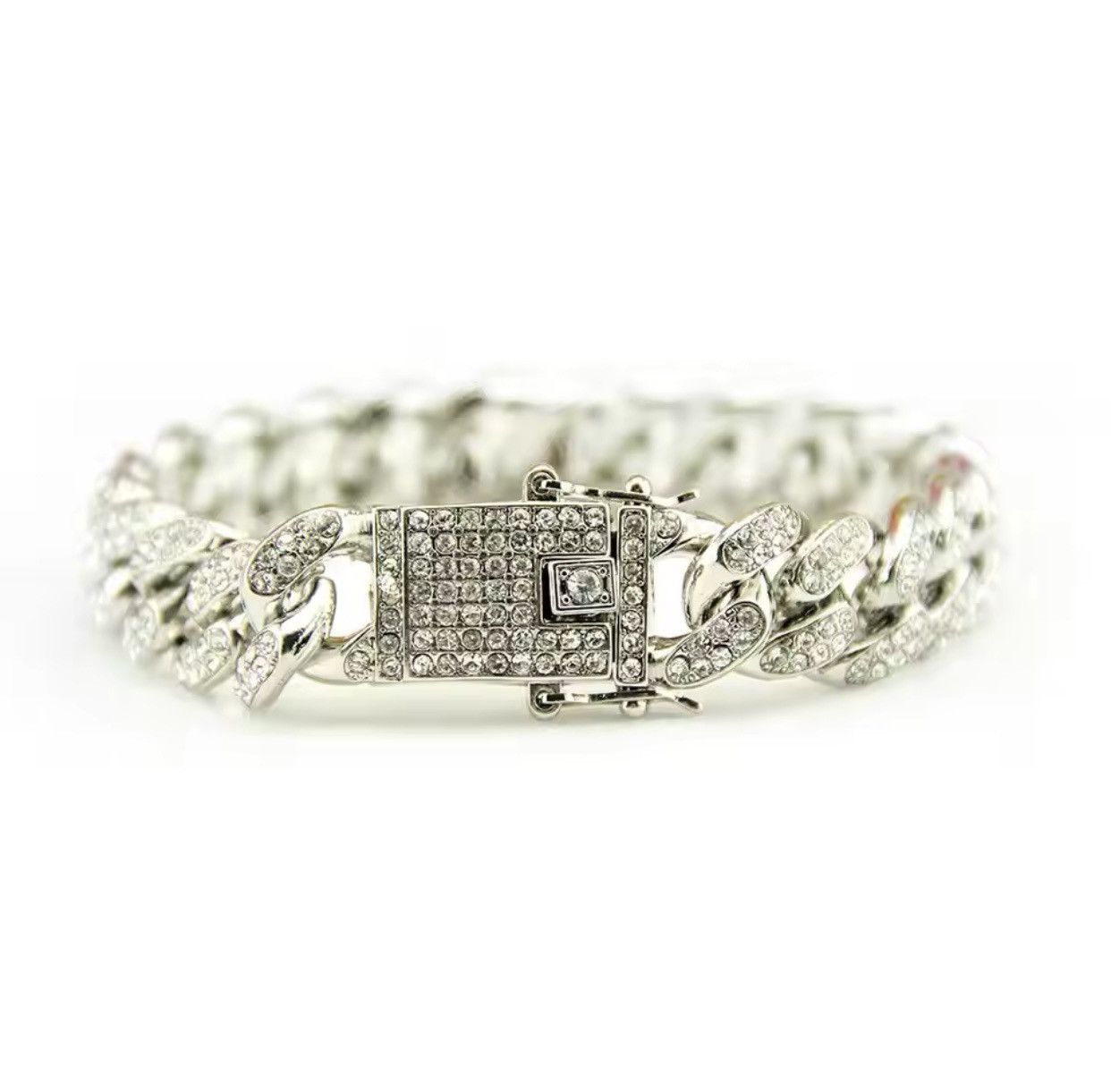 Designer × Jewelry Titanium Steel CZ Link Chain Bracelet for Men Women Size ONE SIZE - 3 Thumbnail