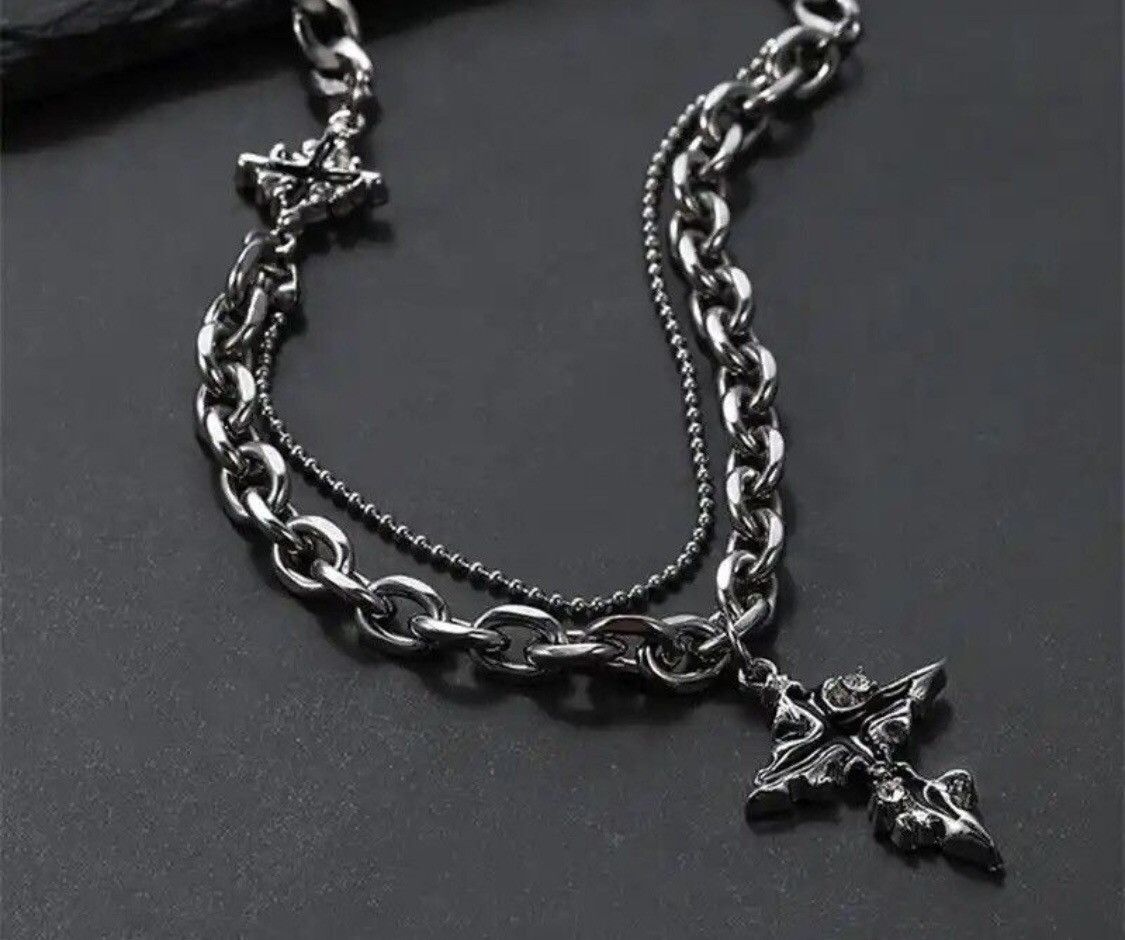 Jewelry Punk Black Flame Cross Necklace Size ONE SIZE - 5 Thumbnail